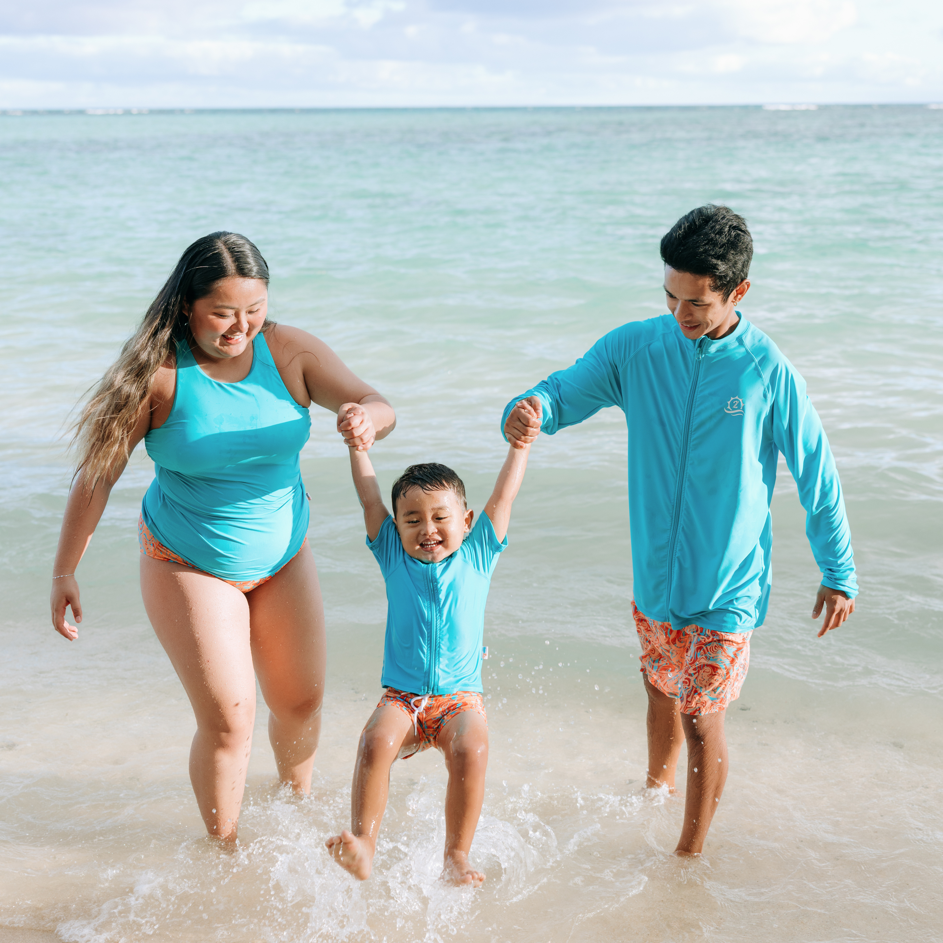 Kids Euro Swim Shorties | "Swirl"-SwimZip UPF 50+ Sun Protective Swimwear & UV Zipper Rash Guards-pos6