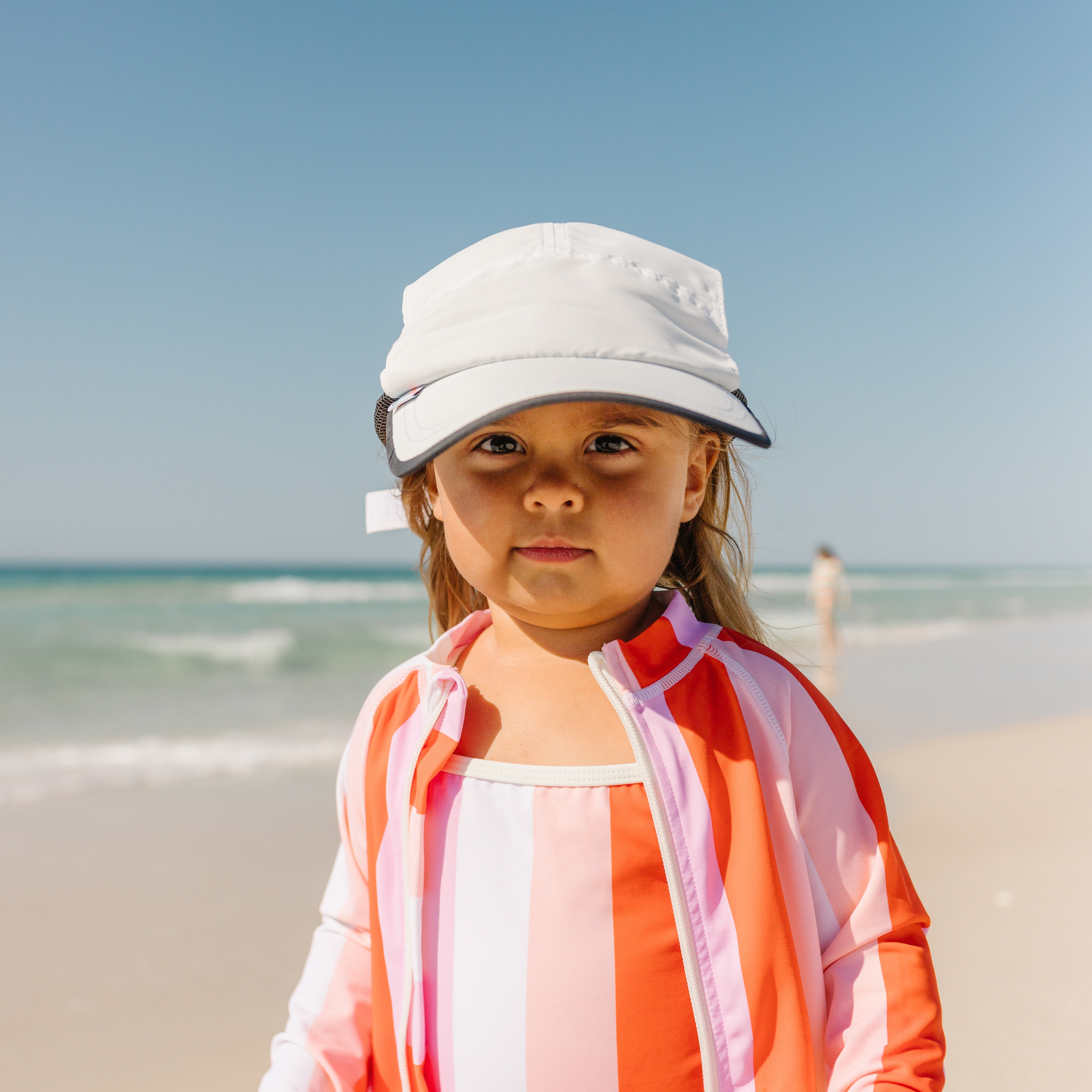Adjustable UPF Baseball Hat - one-size fits all | White-SwimZip UPF 50+ Sun Protective Swimwear & UV Zipper Rash Guards-pos2