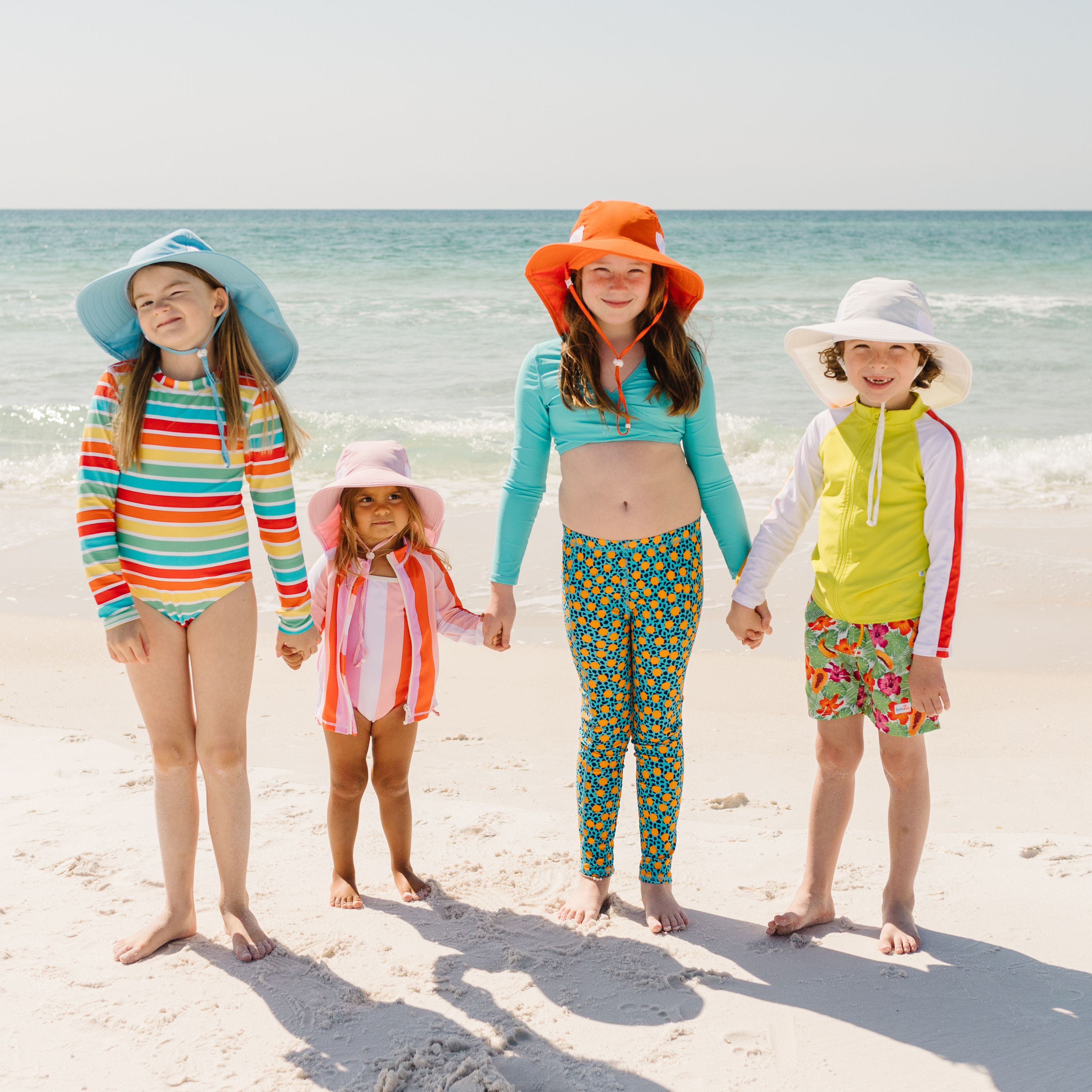Kids Wide Brim + Flap Neck Sun Protective Adventure Hat - Aqua Sky-SwimZip UPF 50+ Sun Protective Swimwear & UV Zipper Rash Guards-pos7