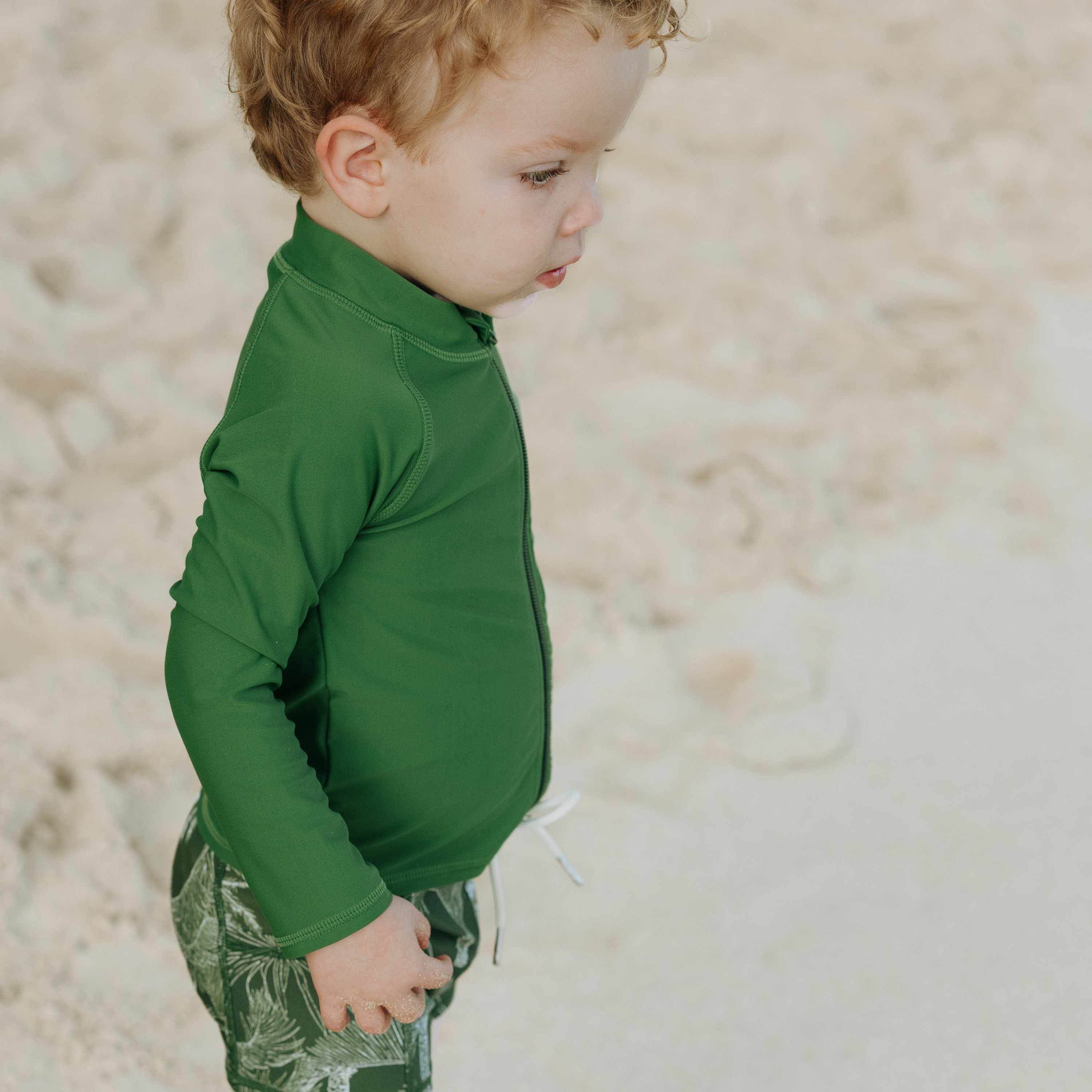 Kids UPF 50+ Long Sleeve Zipper Rash Guard Swim Shirt | "Garden Green"-SwimZip UPF 50+ Sun Protective Swimwear & UV Zipper Rash Guards-pos8