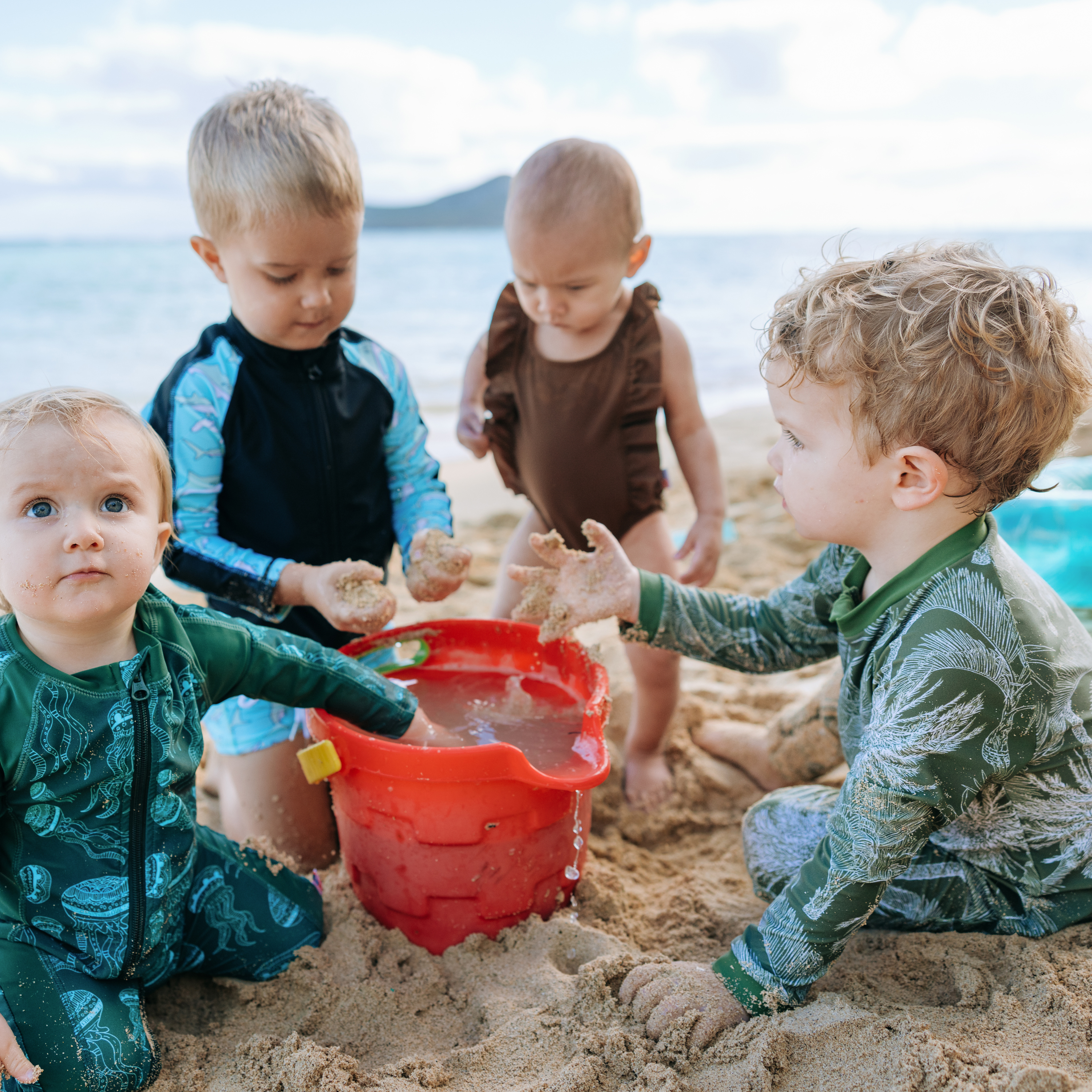 Sunsuit - Long Sleeve Romper Swimsuit | "Hawaiian Rainforest"-SwimZip UPF 50+ Sun Protective Swimwear & UV Zipper Rash Guards-pos5