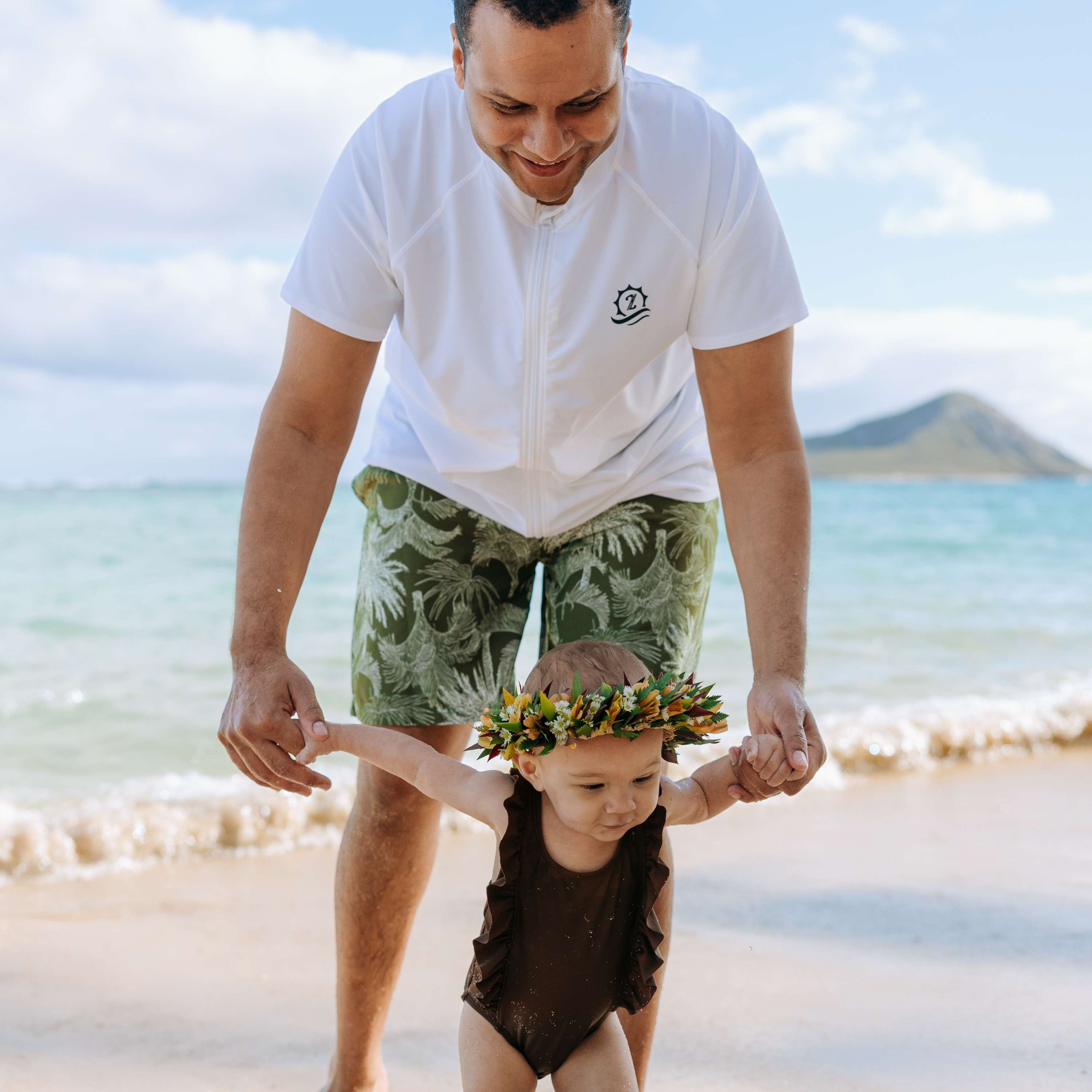 Men's 8" Swim Trunks Boxer Brief Liner | "Hawaiian Rainforest"-SwimZip UPF 50+ Sun Protective Swimwear & UV Zipper Rash Guards-pos3