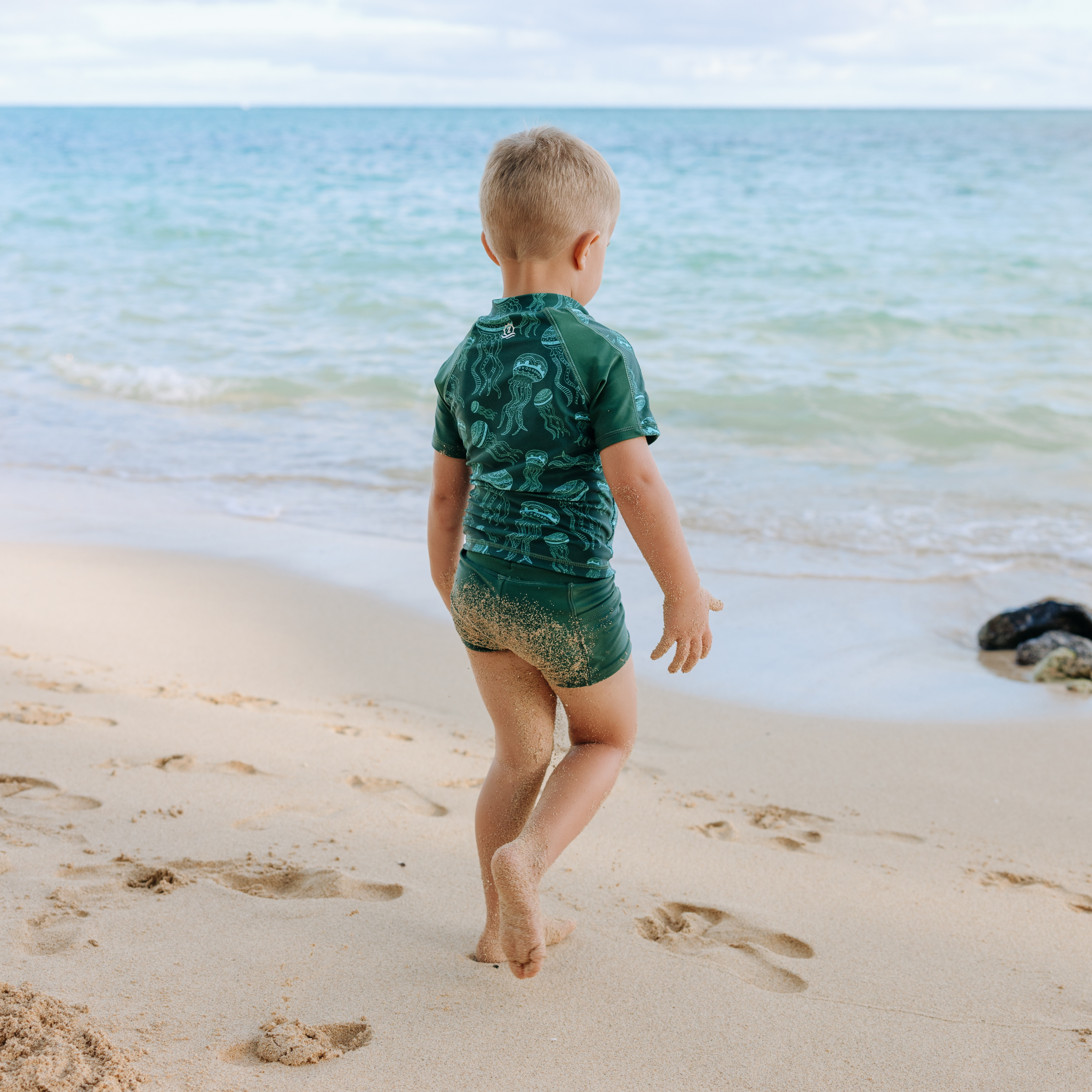 Kids Euro Shorties + Short Sleeve Rash Guard Set - Jellyfish-SwimZip UPF 50+ Sun Protective Swimwear & UV Zipper Rash Guards-pos9