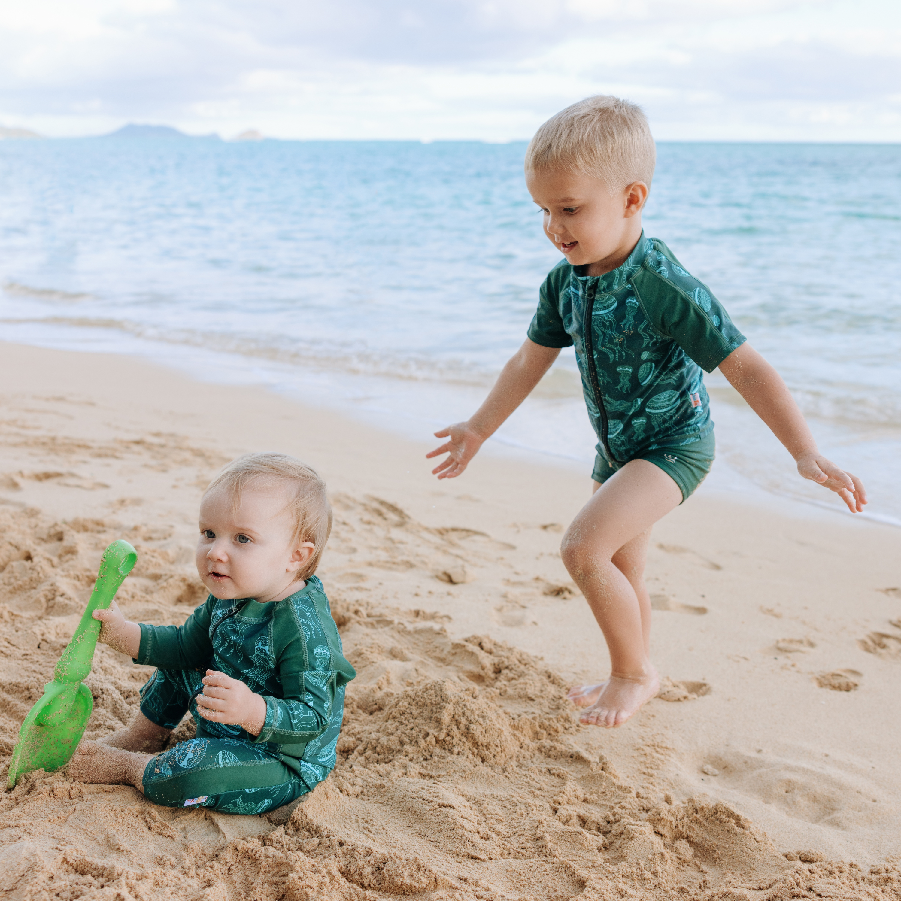 Sunsuit - Long Sleeve Romper Swimsuit | "Jelly Jellyfish"-SwimZip UPF 50+ Sun Protective Swimwear & UV Zipper Rash Guards-pos3