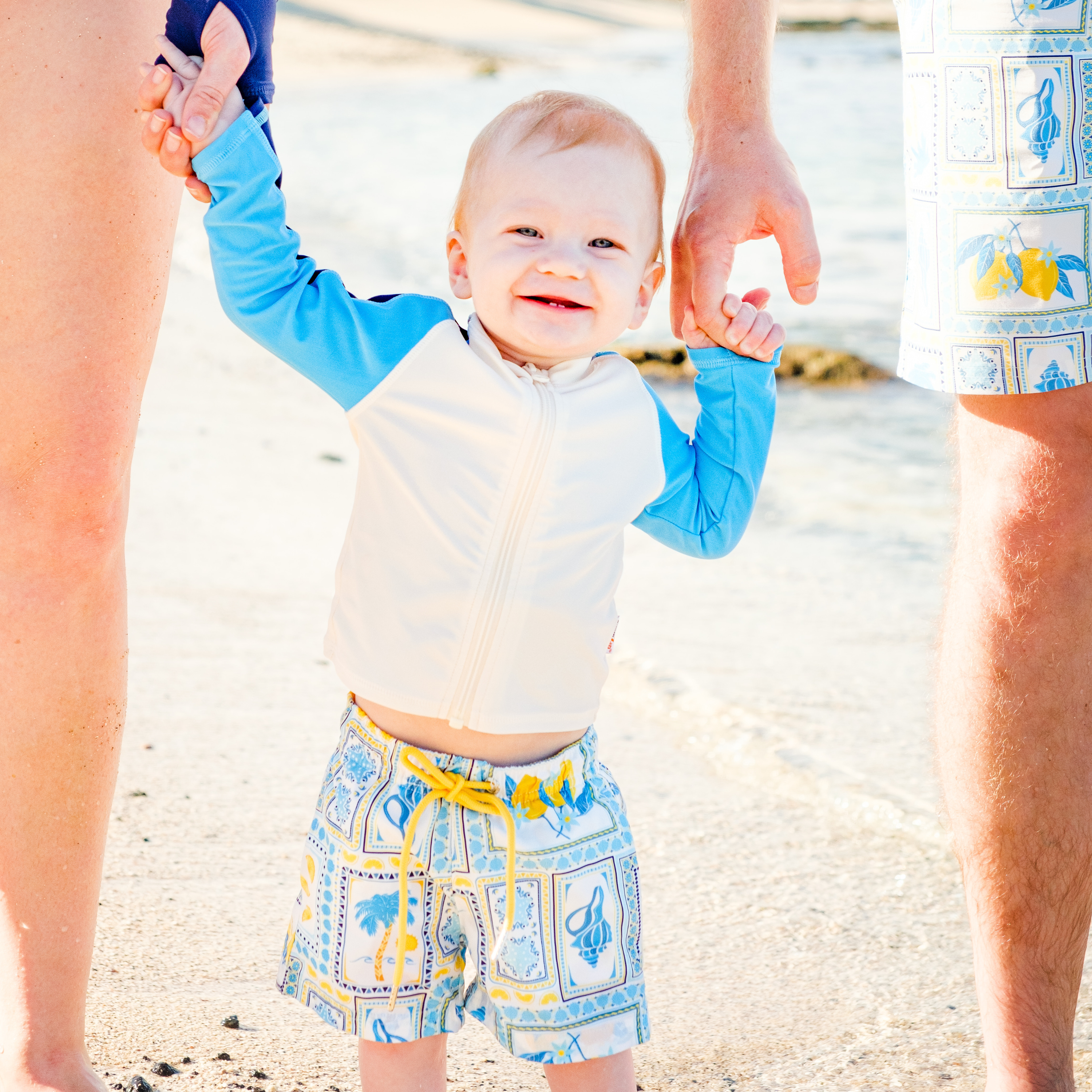 Boys Long Sleeve Zipper Rash Guard and Swim Trunk Set | "Mediterranean Lemons"-SwimZip UPF 50+ Sun Protective Swimwear & UV Zipper Rash Guards-pos3