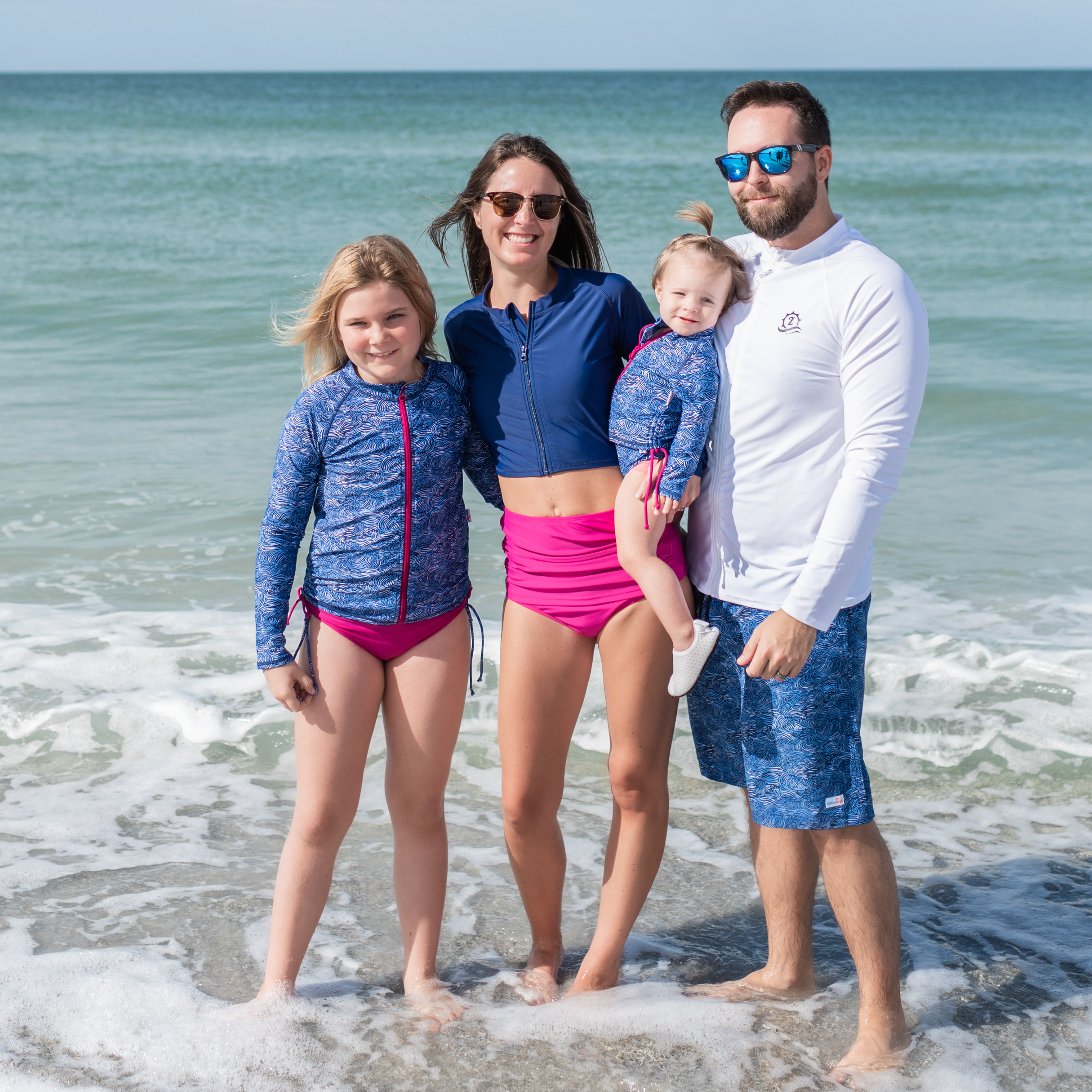 Girls One-Piece Swimsuit + Long Sleeve Rash Guard Set (2 Piece) | "Ocean Breeze"-SwimZip UPF 50+ Sun Protective Swimwear & UV Zipper Rash Guards-pos4