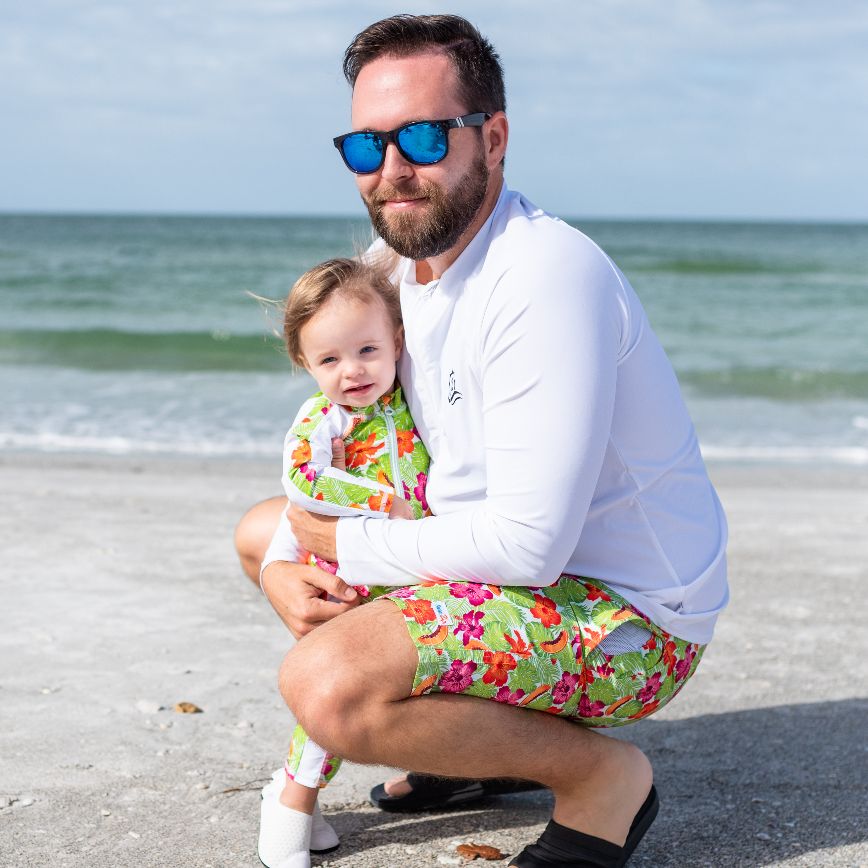 Men's 8" Swim Trunks Boxer Brief Liner | "Hibiscus"-SwimZip UPF 50+ Sun Protective Swimwear & UV Zipper Rash Guards-pos3