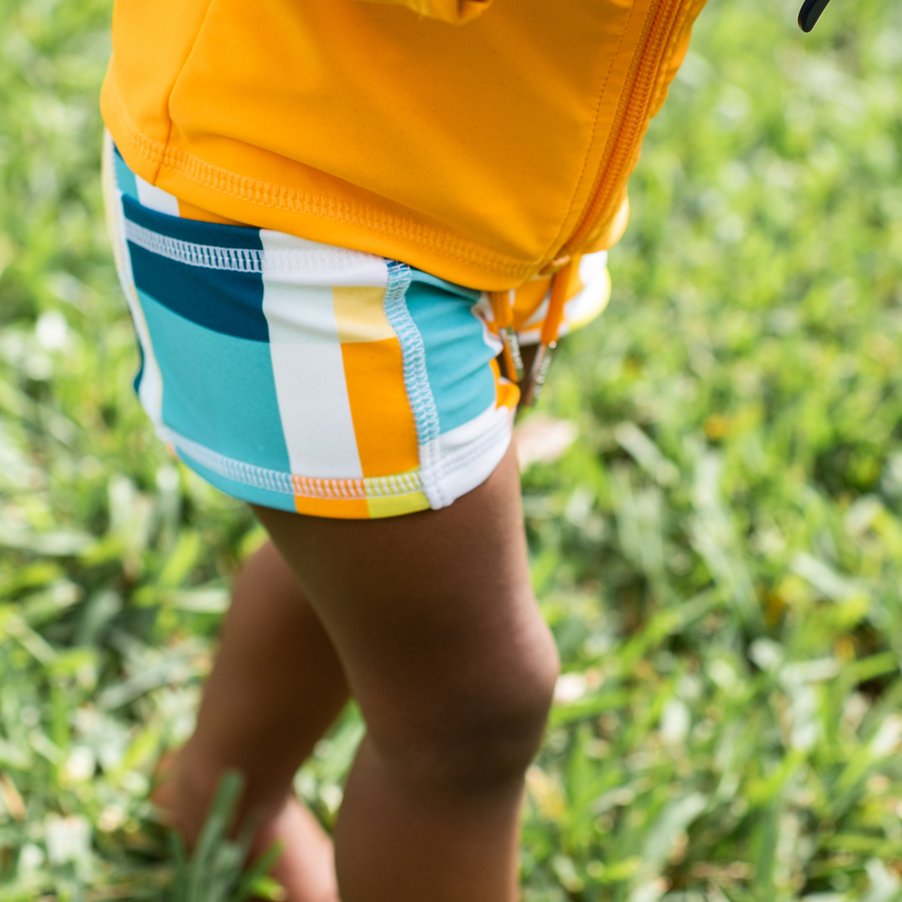 Kids Euro Swim Shorties | "Check It Out"-SwimZip UPF 50+ Sun Protective Swimwear & UV Zipper Rash Guards-pos3