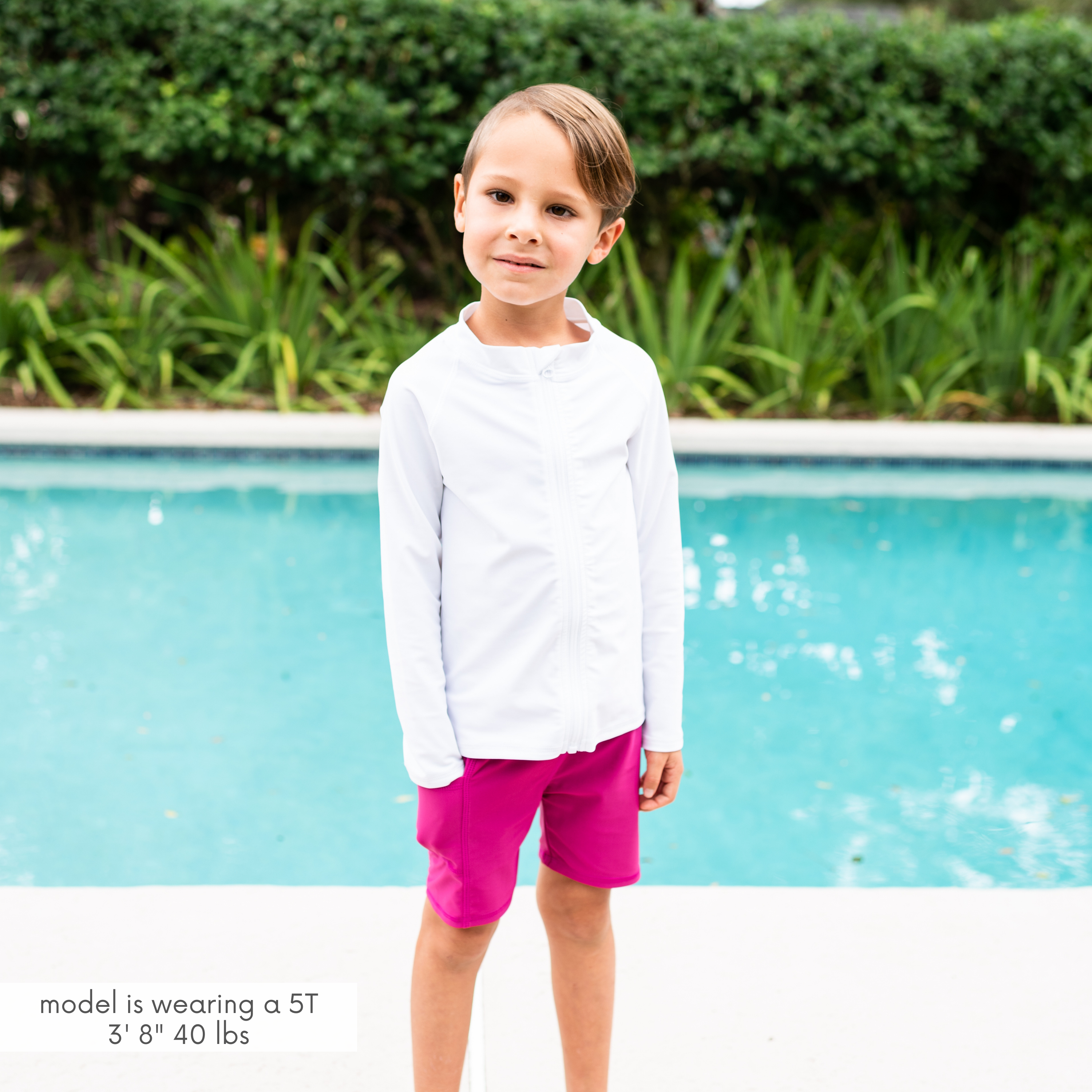 Kids Jammers Swim Shorts | "Fuchsia”-SwimZip UPF 50+ Sun Protective Swimwear & UV Zipper Rash Guards-pos2