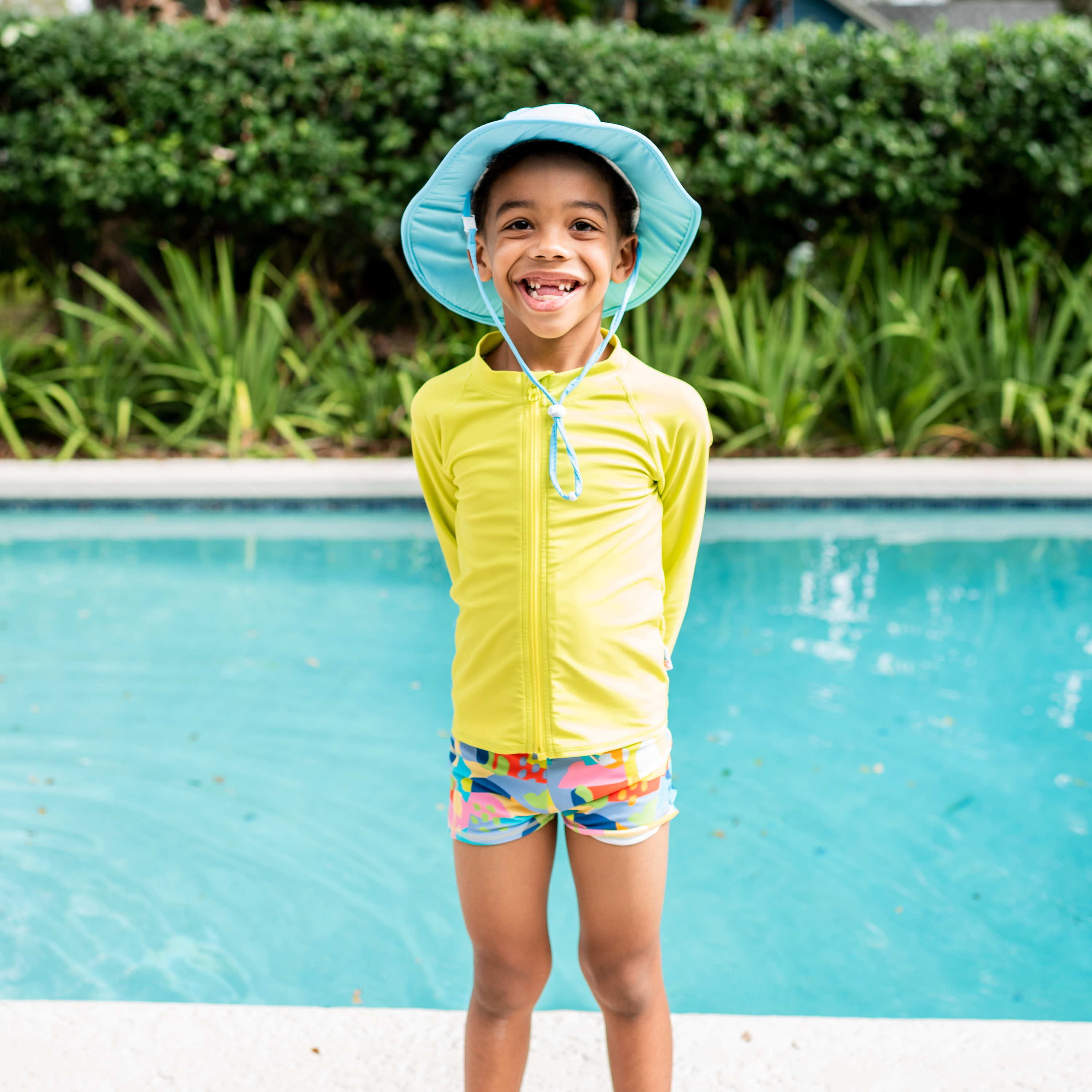 Kids Euro Swim Shorties | "Joyful"-SwimZip UPF 50+ Sun Protective Swimwear & UV Zipper Rash Guards-pos6