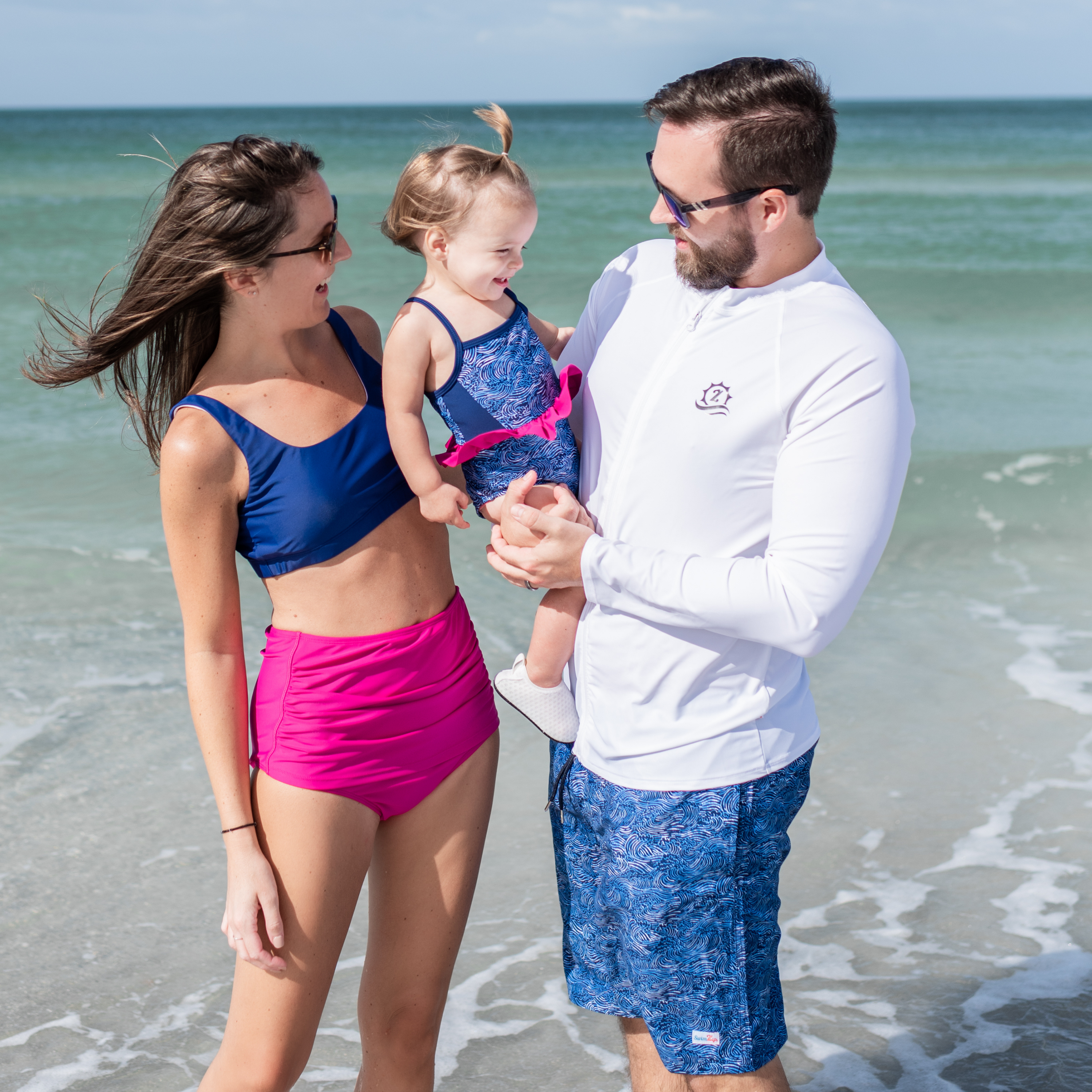 Women's High Waist Bikini Bottoms Ruched | "Fuchsia"-SwimZip UPF 50+ Sun Protective Swimwear & UV Zipper Rash Guards-pos2