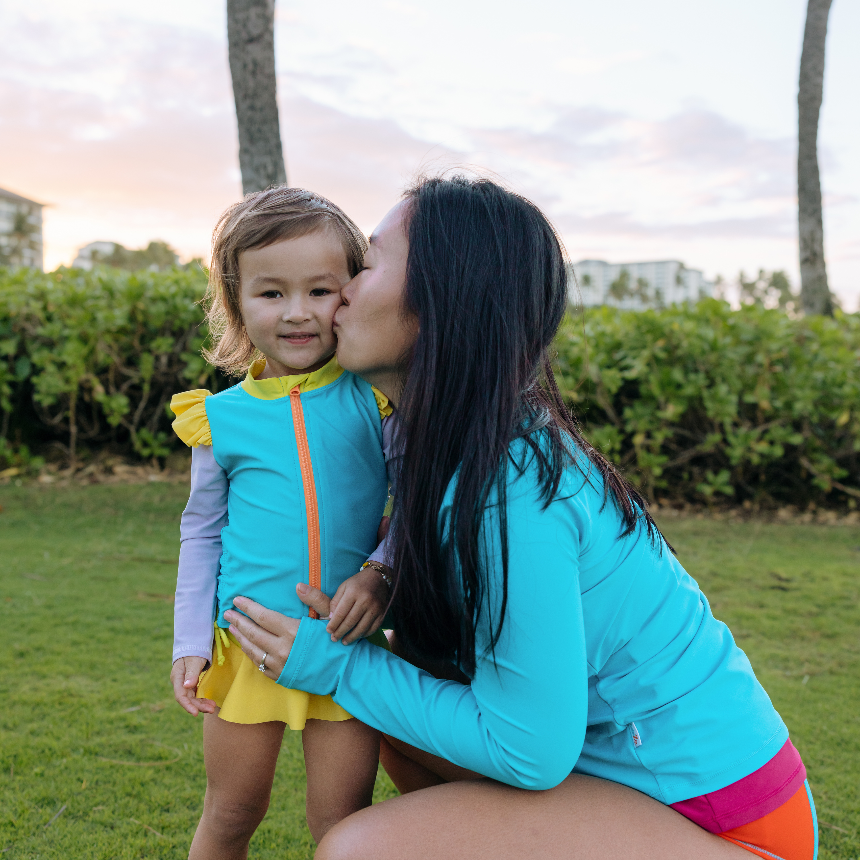 Women's Long Sleeve Rash Guard with Pockets | "Scuba Blue"-SwimZip UPF 50+ Sun Protective Swimwear & UV Zipper Rash Guards-pos3