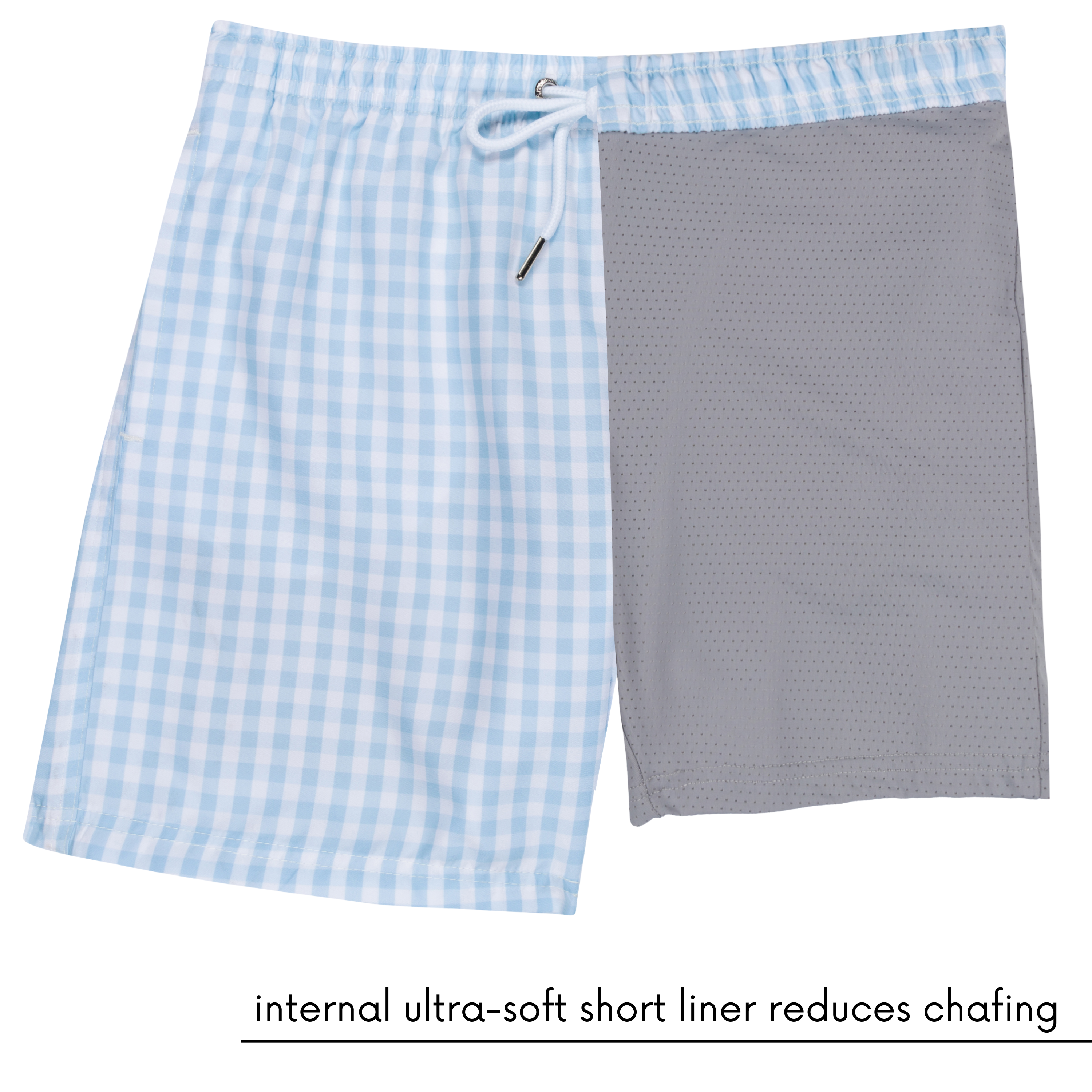 Boys Swim Trunks Boxer Brief Liner (sizes 6-14) | “Blue Gingham"-SwimZip UPF 50+ Sun Protective Swimwear & UV Zipper Rash Guards-pos4