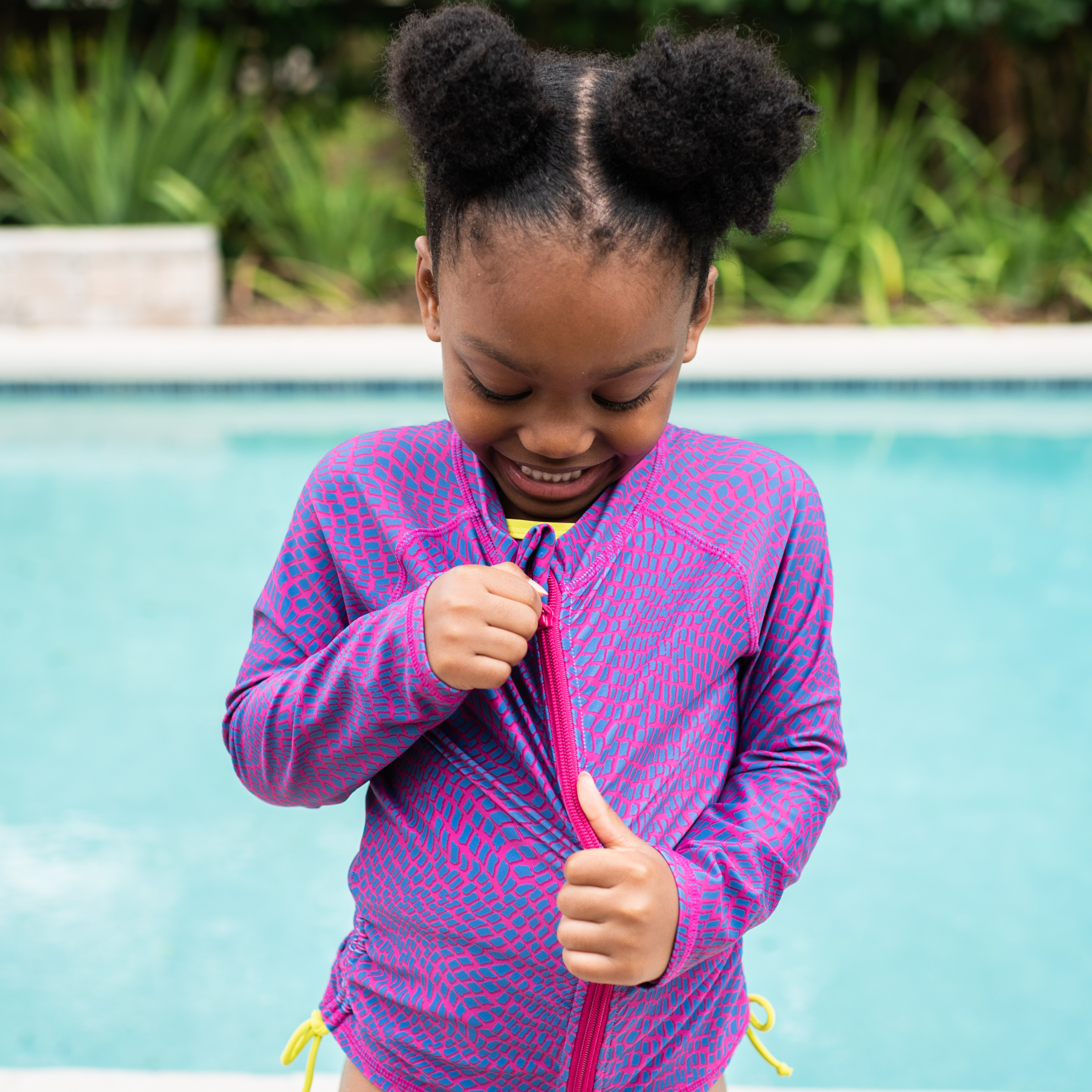 Girls One-Piece Swimsuit + Long Sleeve Rash Guard Set (2 Piece) | "In Disguise"-SwimZip UPF 50+ Sun Protective Swimwear & UV Zipper Rash Guards-pos4