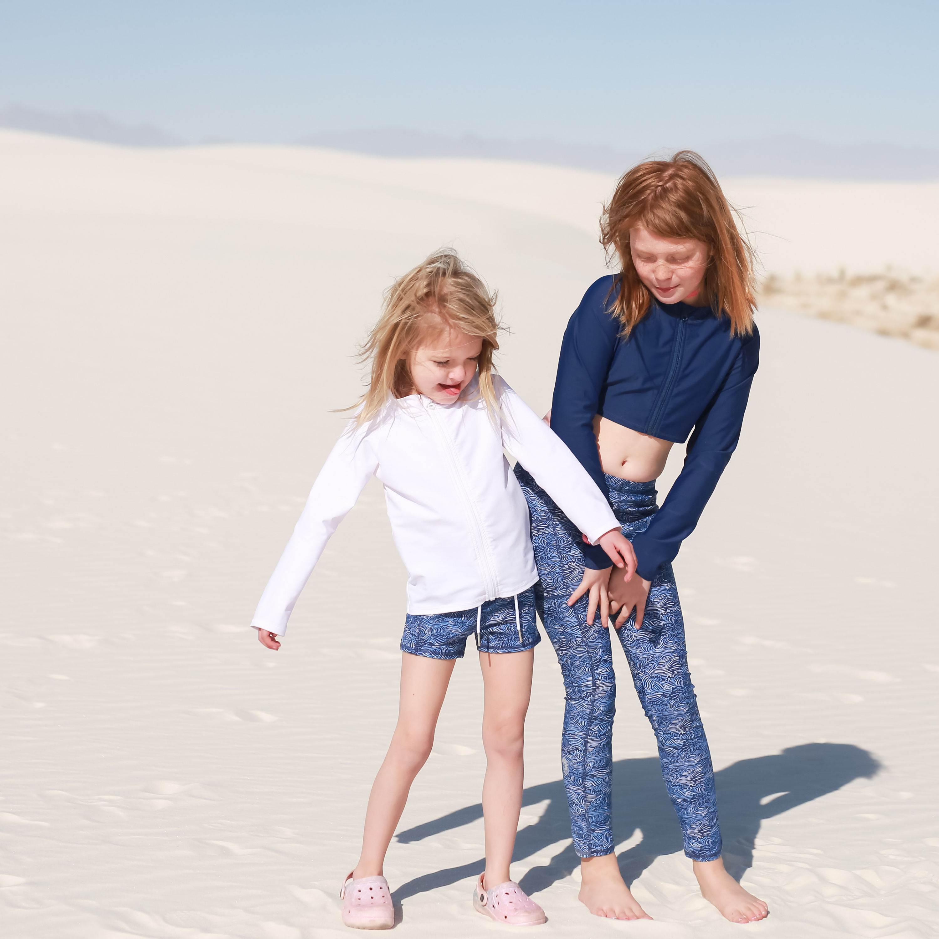 Girls Long Sleeve Crop Rash Guard | "Navy"-SwimZip UPF 50+ Sun Protective Swimwear & UV Zipper Rash Guards-pos4