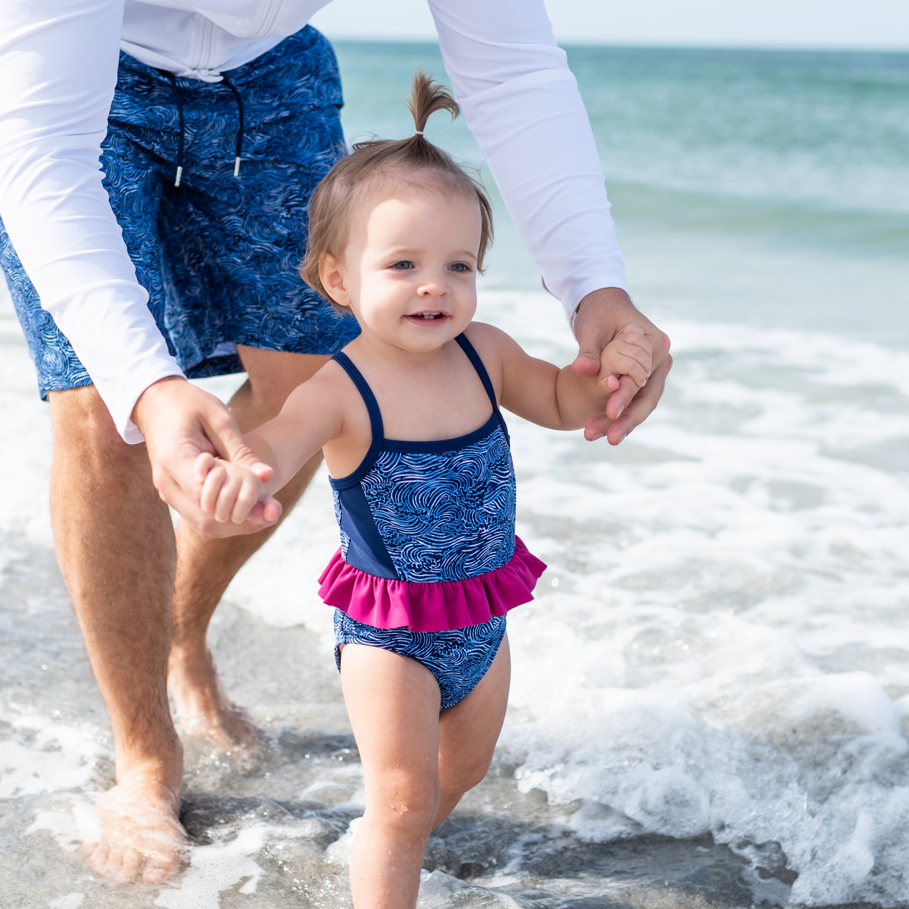 Girls One-Piece Swimsuit + Long Sleeve Rash Guard Set (2 Piece) | "Ocean Breeze"-SwimZip UPF 50+ Sun Protective Swimwear & UV Zipper Rash Guards-pos6
