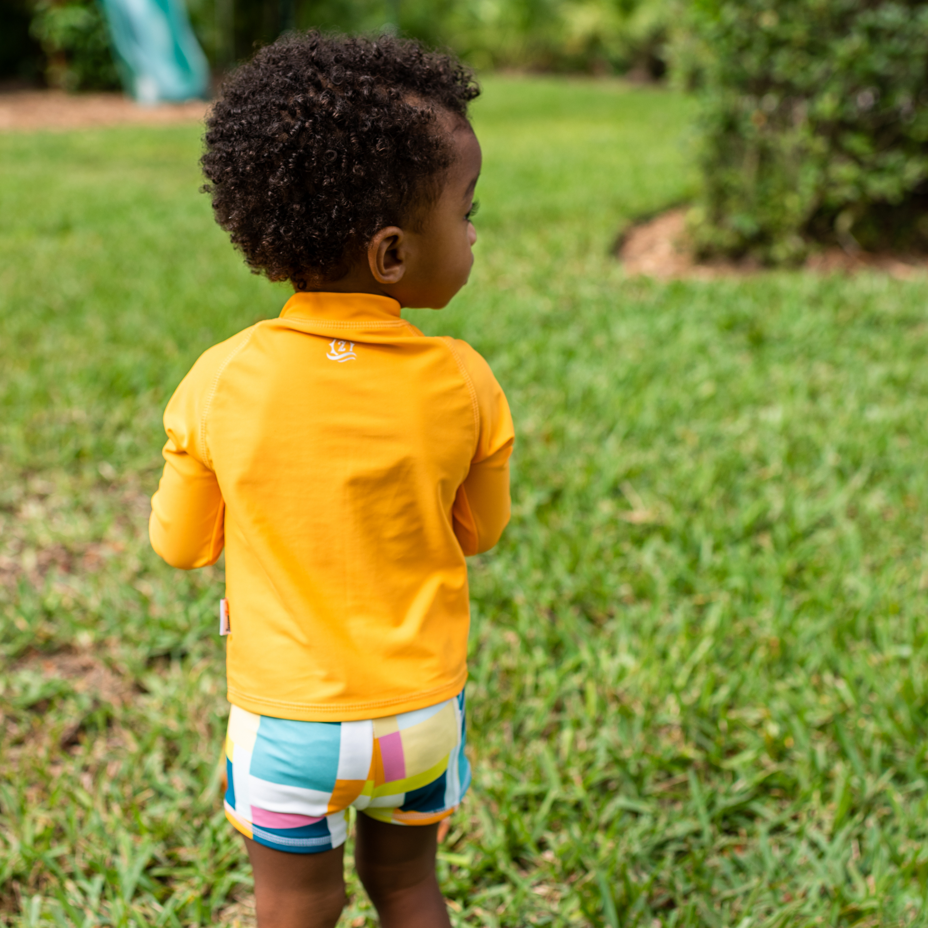Kids Euro Swim Shorties | "Check It Out"-SwimZip UPF 50+ Sun Protective Swimwear & UV Zipper Rash Guards-pos4