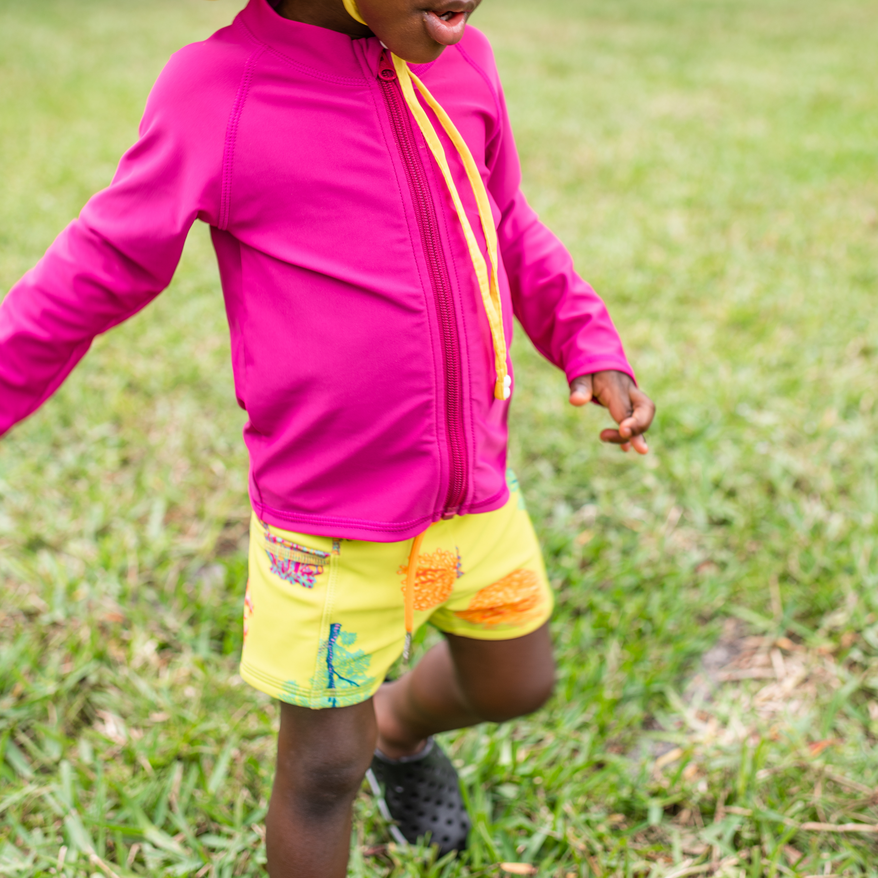 Kids Euro Swim Shorties | "Coral"-SwimZip UPF 50+ Sun Protective Swimwear & UV Zipper Rash Guards-pos4