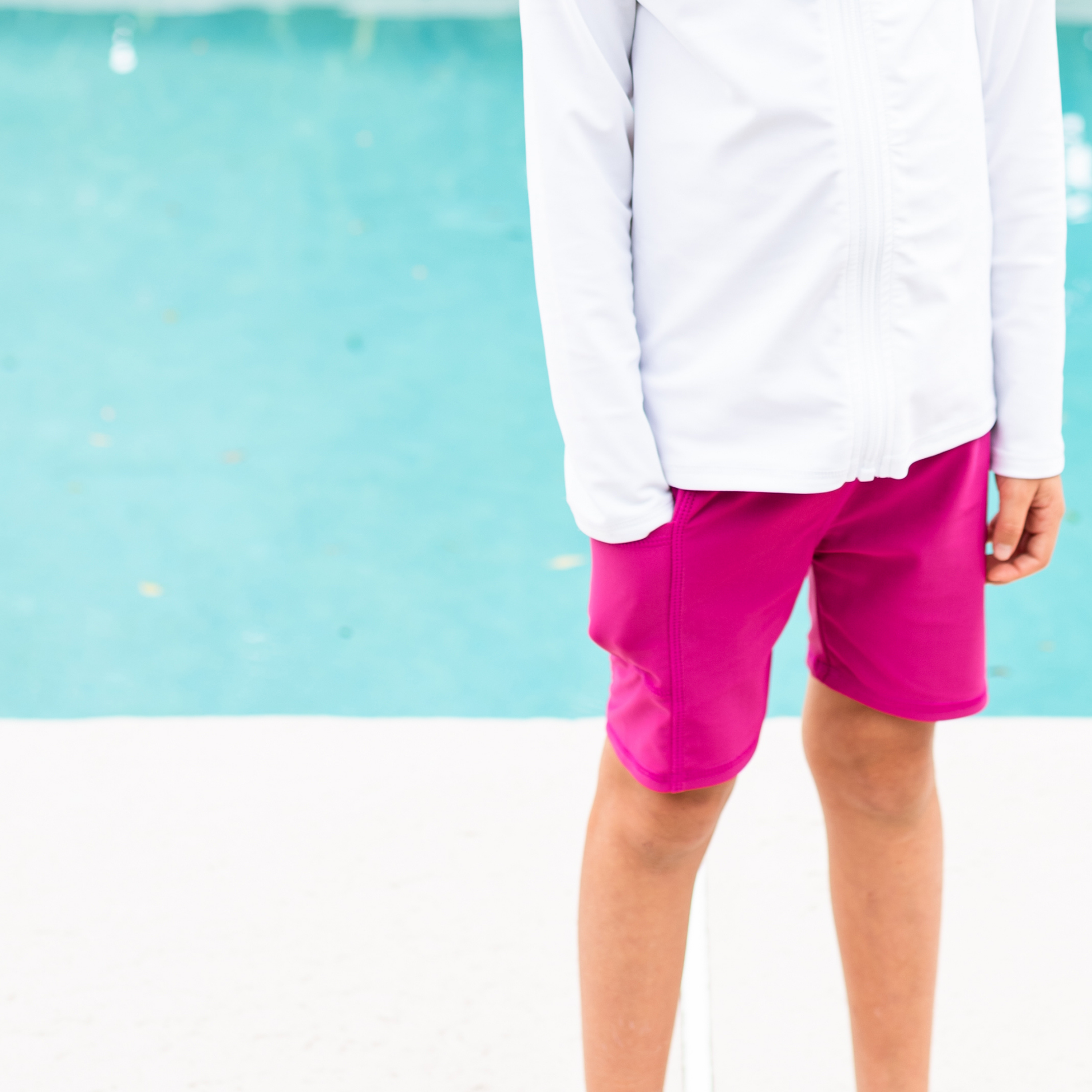 Kids Jammers Swim Shorts | "Fuchsia”-SwimZip UPF 50+ Sun Protective Swimwear & UV Zipper Rash Guards-pos3