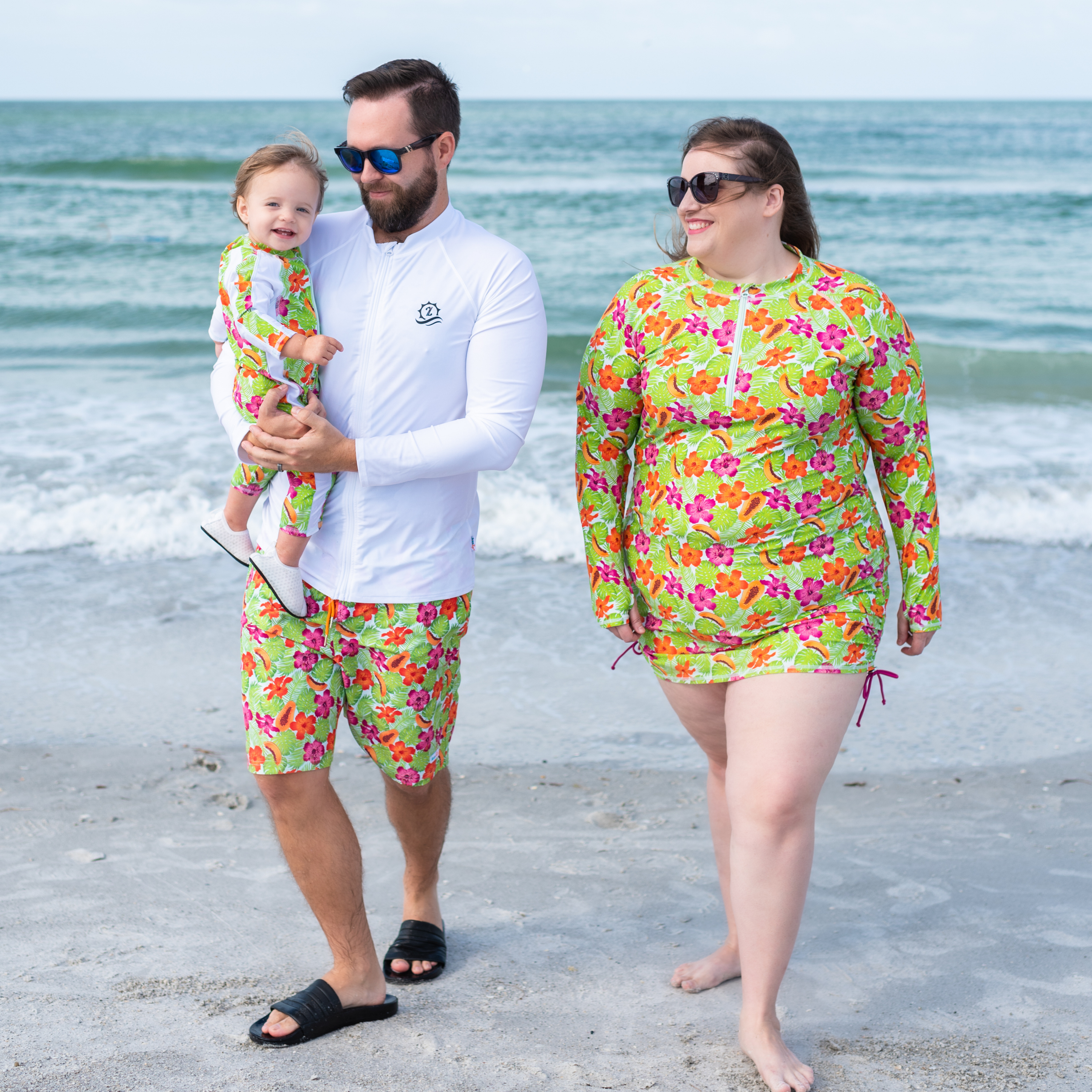 Sunsuit - Long Sleeve Romper Swimsuit | "Hibiscus"-SwimZip UPF 50+ Sun Protective Swimwear & UV Zipper Rash Guards-pos4