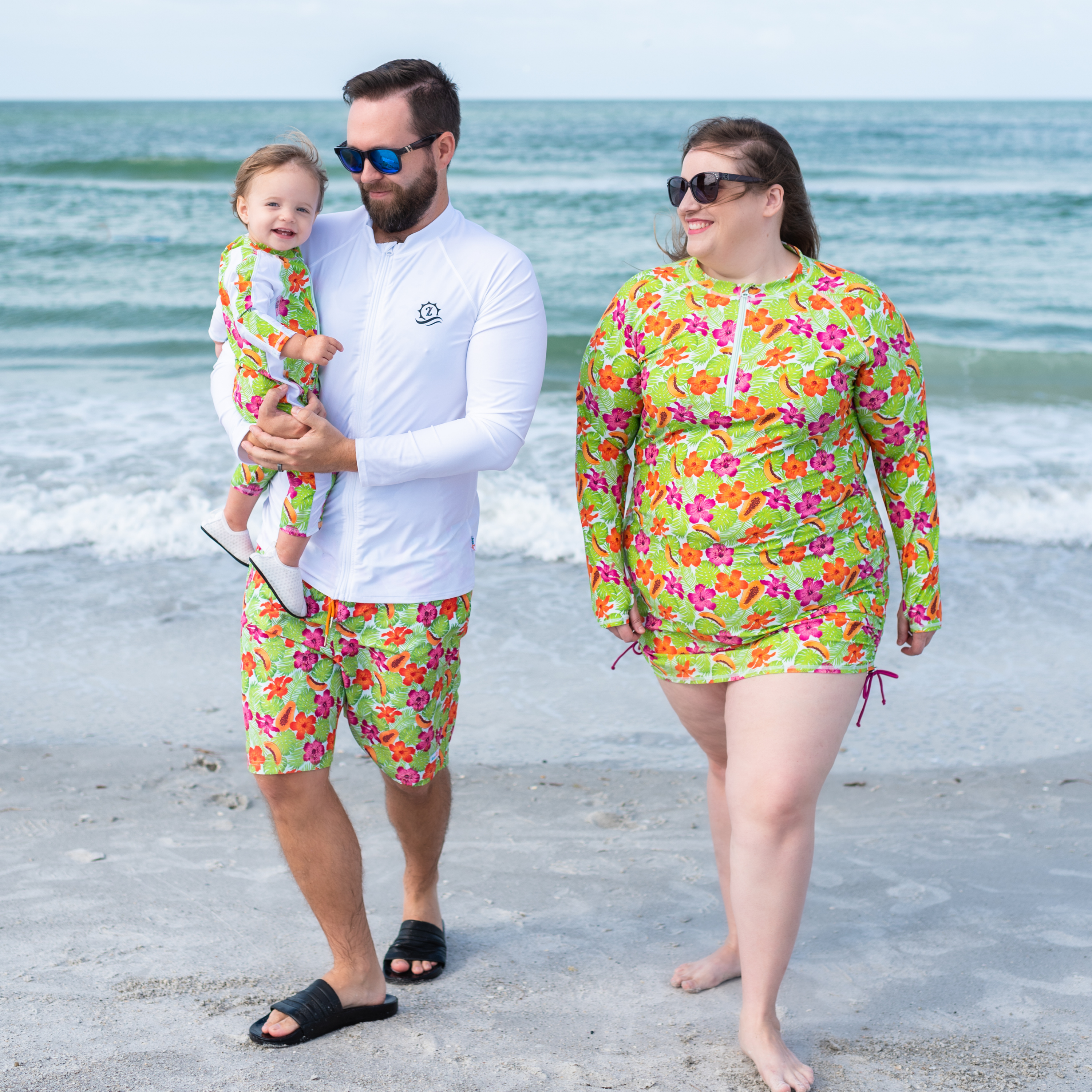 Sunsuit - Long Sleeve Romper Swimsuit | "Hibiscus"-SwimZip UPF 50+ Sun Protective Swimwear & UV Zipper Rash Guards-pos5