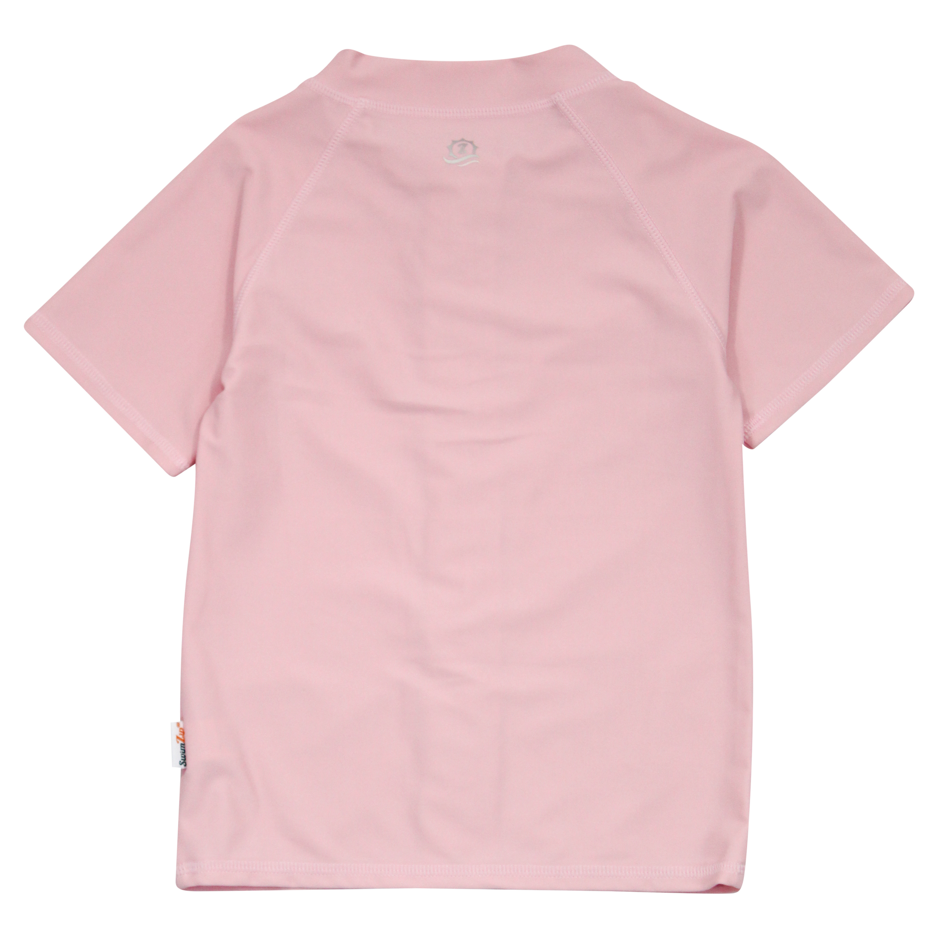 Kids Short Sleeve Zipper Rash Guard Swim Shirt | “Pink”-SwimZip UPF 50+ Sun Protective Swimwear & UV Zipper Rash Guards-pos4