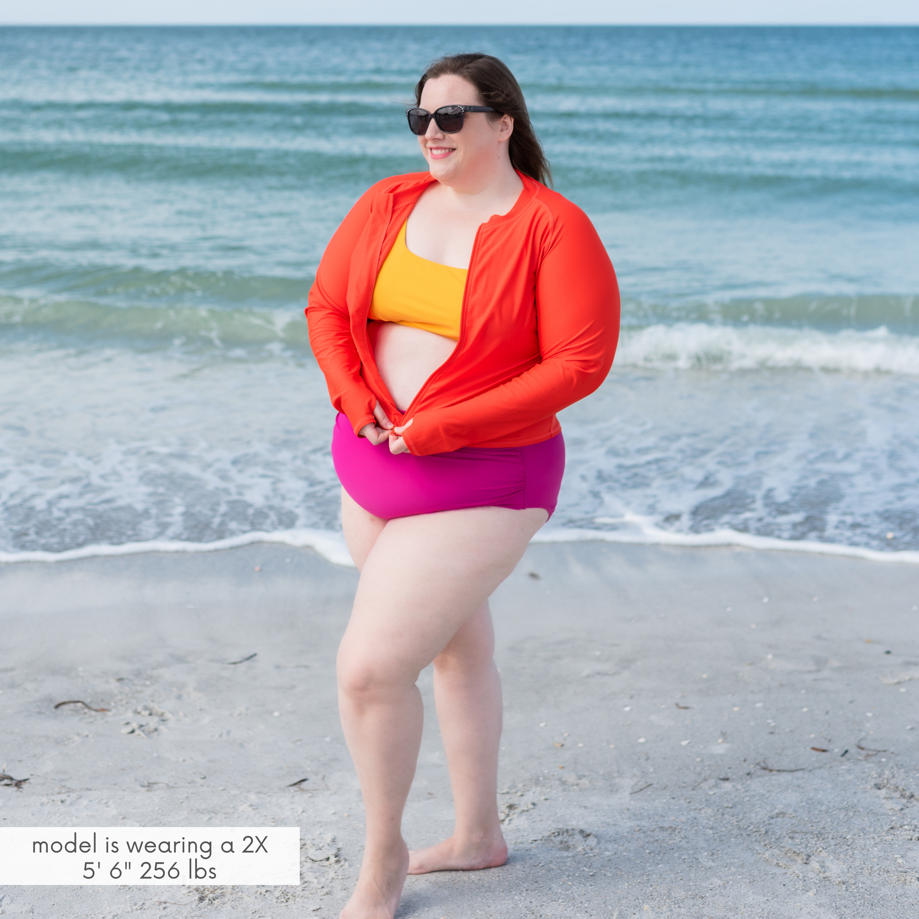 Women's High Waist Bikini Bottoms Ruched | "Fuchsia"-SwimZip UPF 50+ Sun Protective Swimwear & UV Zipper Rash Guards-pos3