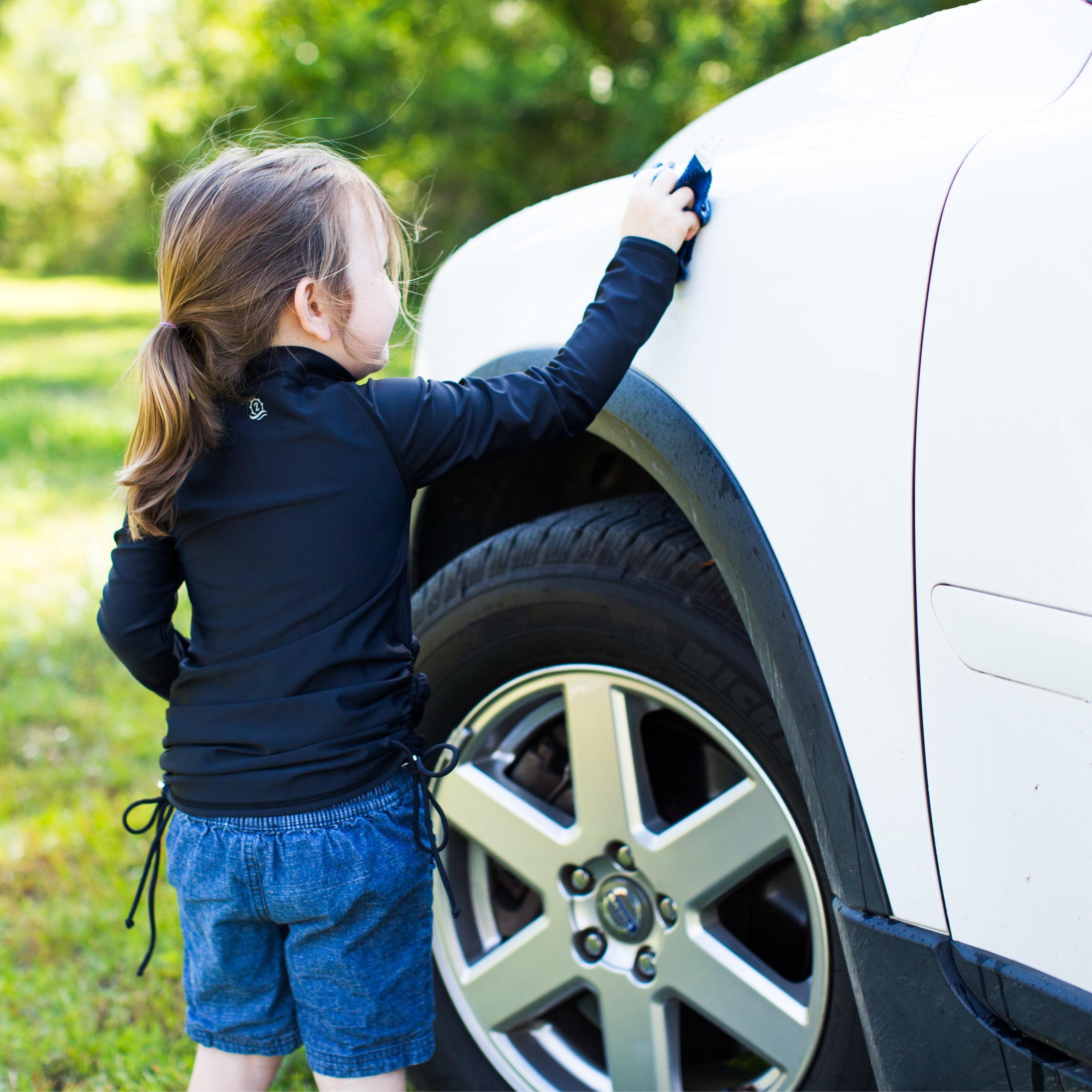 Girls Long Sleeve Swim Dress Cover Up | "Black"-SwimZip UPF 50+ Sun Protective Swimwear & UV Zipper Rash Guards-pos9