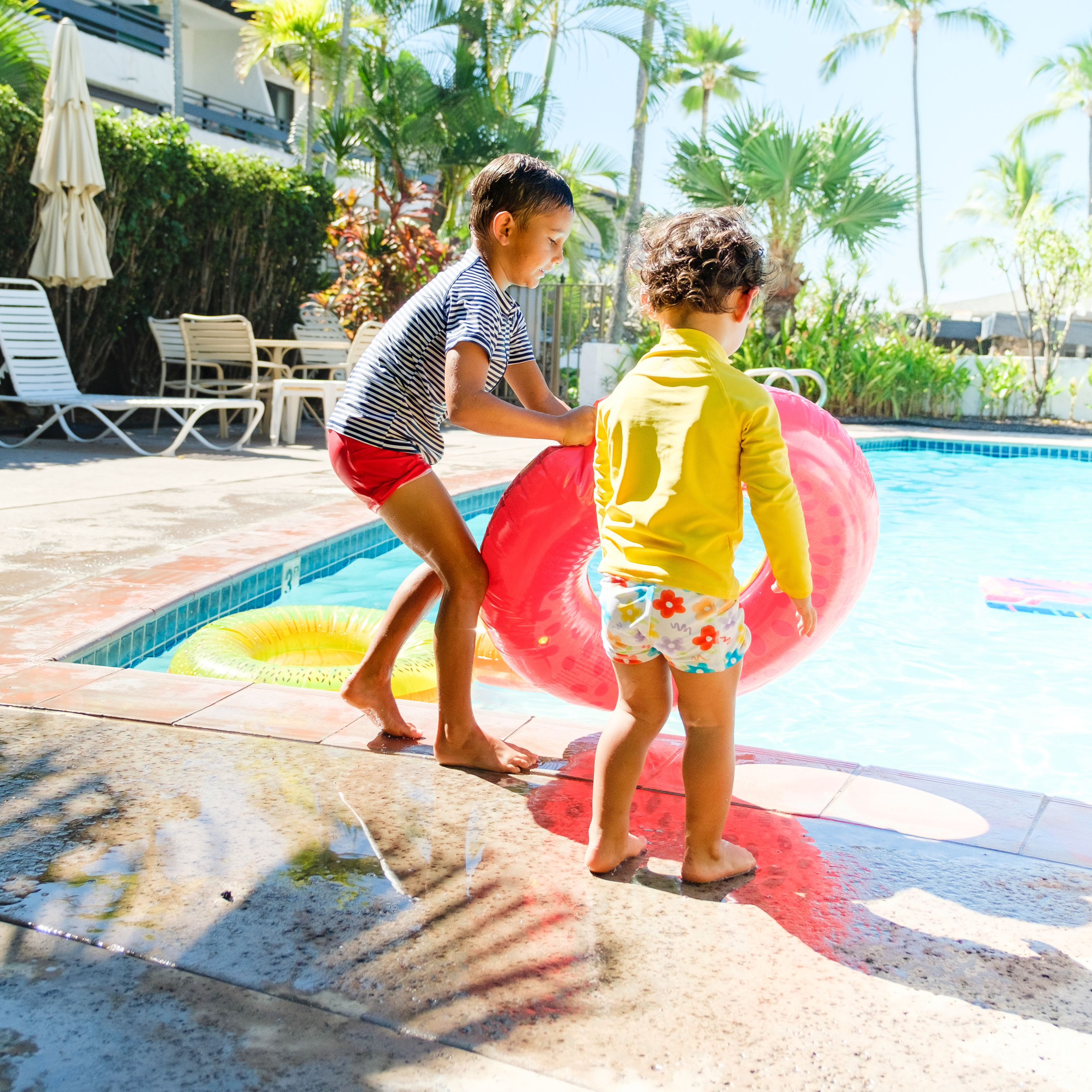 Kids Euro Swim Shorties | "Blossom"-SwimZip UPF 50+ Sun Protective Swimwear & UV Zipper Rash Guards-pos5