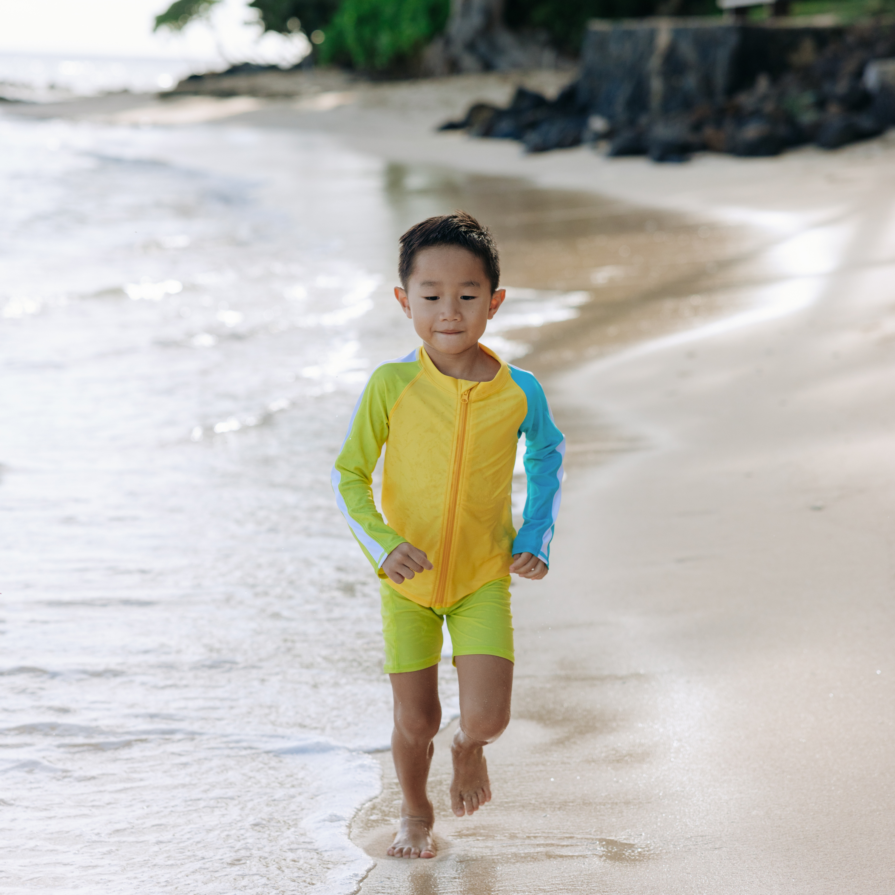 Kids UPF 50+ Long Sleeve Zipper Rash Guard Swim Shirt | "Color Pop"-SwimZip UPF 50+ Sun Protective Swimwear & UV Zipper Rash Guards-pos6