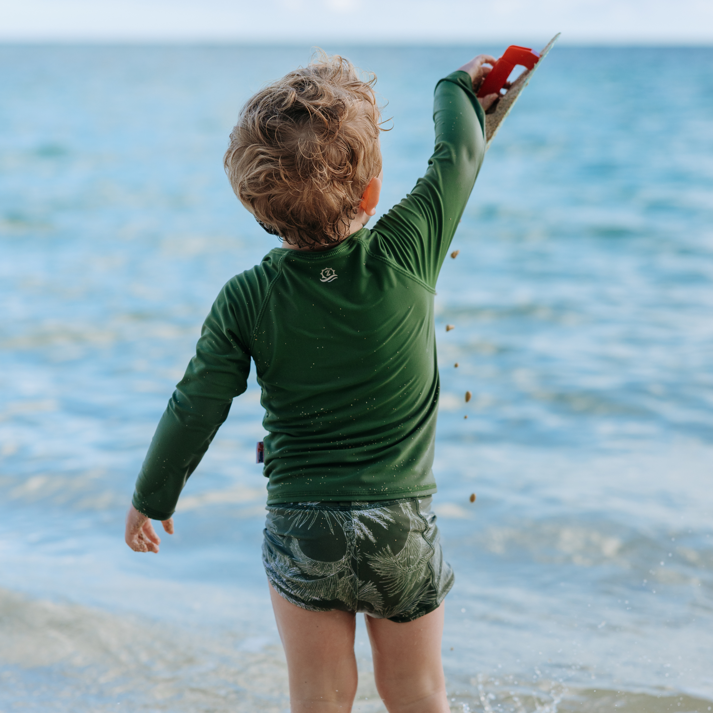 Kids UPF 50+ Long Sleeve Zipper Rash Guard Swim Shirt | "Garden Green"-SwimZip UPF 50+ Sun Protective Swimwear & UV Zipper Rash Guards-pos7
