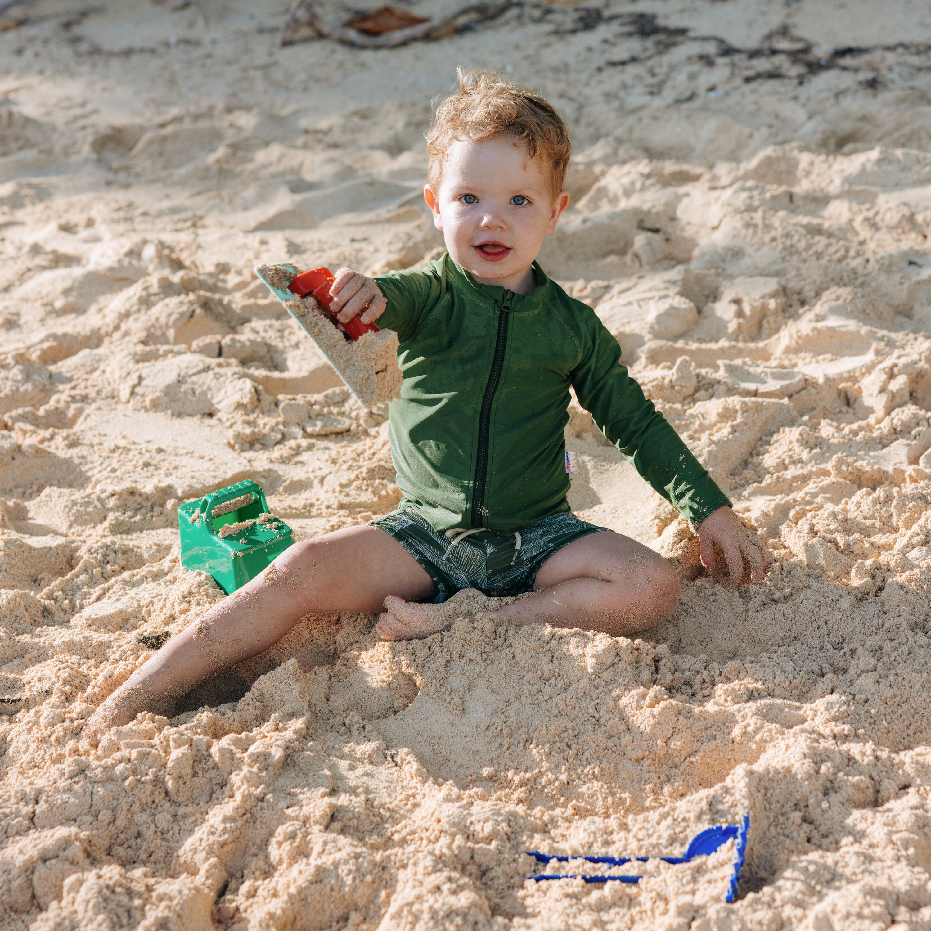 Kids Euro Swim Shorties | "Hawaiian Rainforest"-SwimZip UPF 50+ Sun Protective Swimwear & UV Zipper Rash Guards-pos5