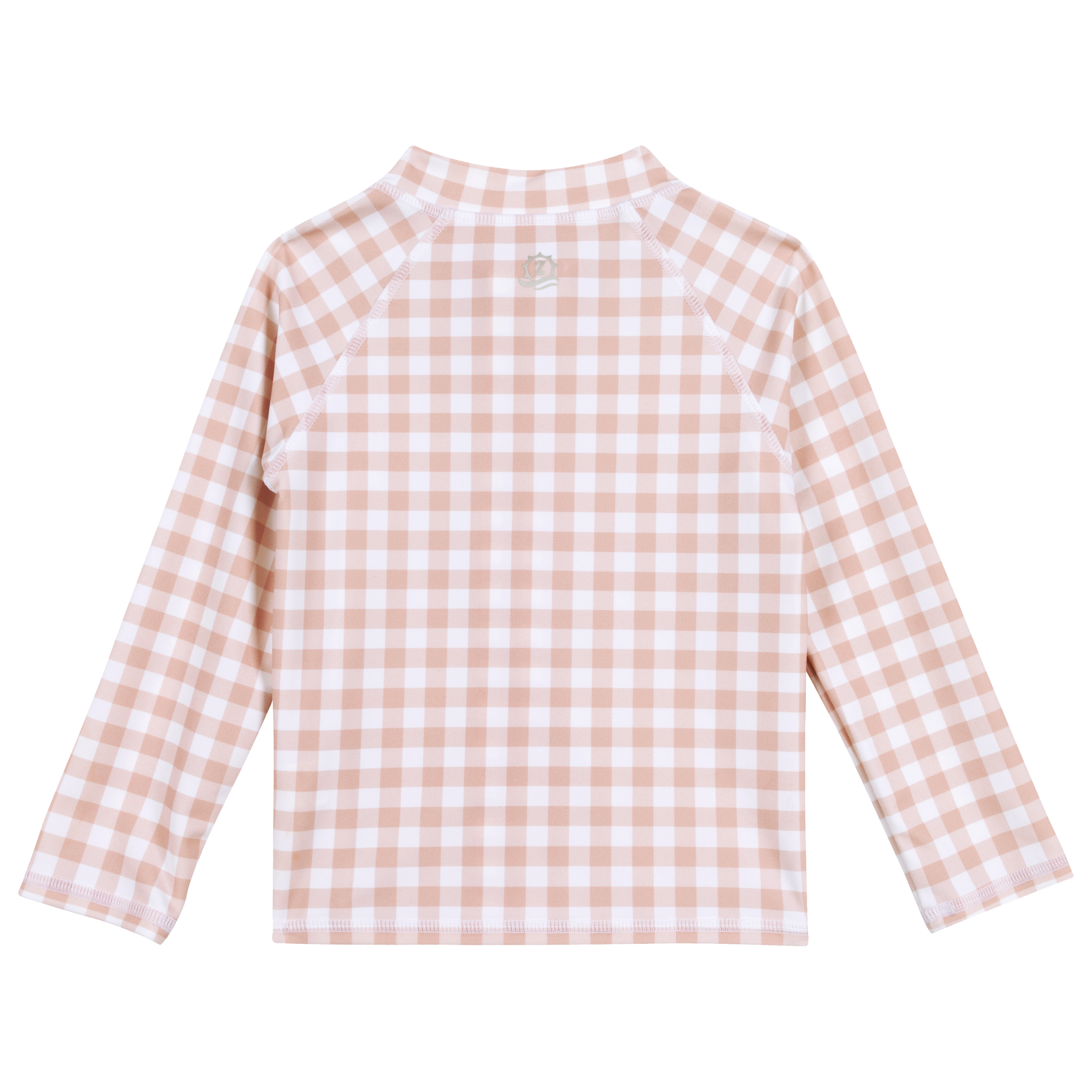 Kids UPF 50+ Long Sleeve Zipper Rash Guard Swim Shirt | "Pink Gingham"-SwimZip UPF 50+ Sun Protective Swimwear & UV Zipper Rash Guards-pos6