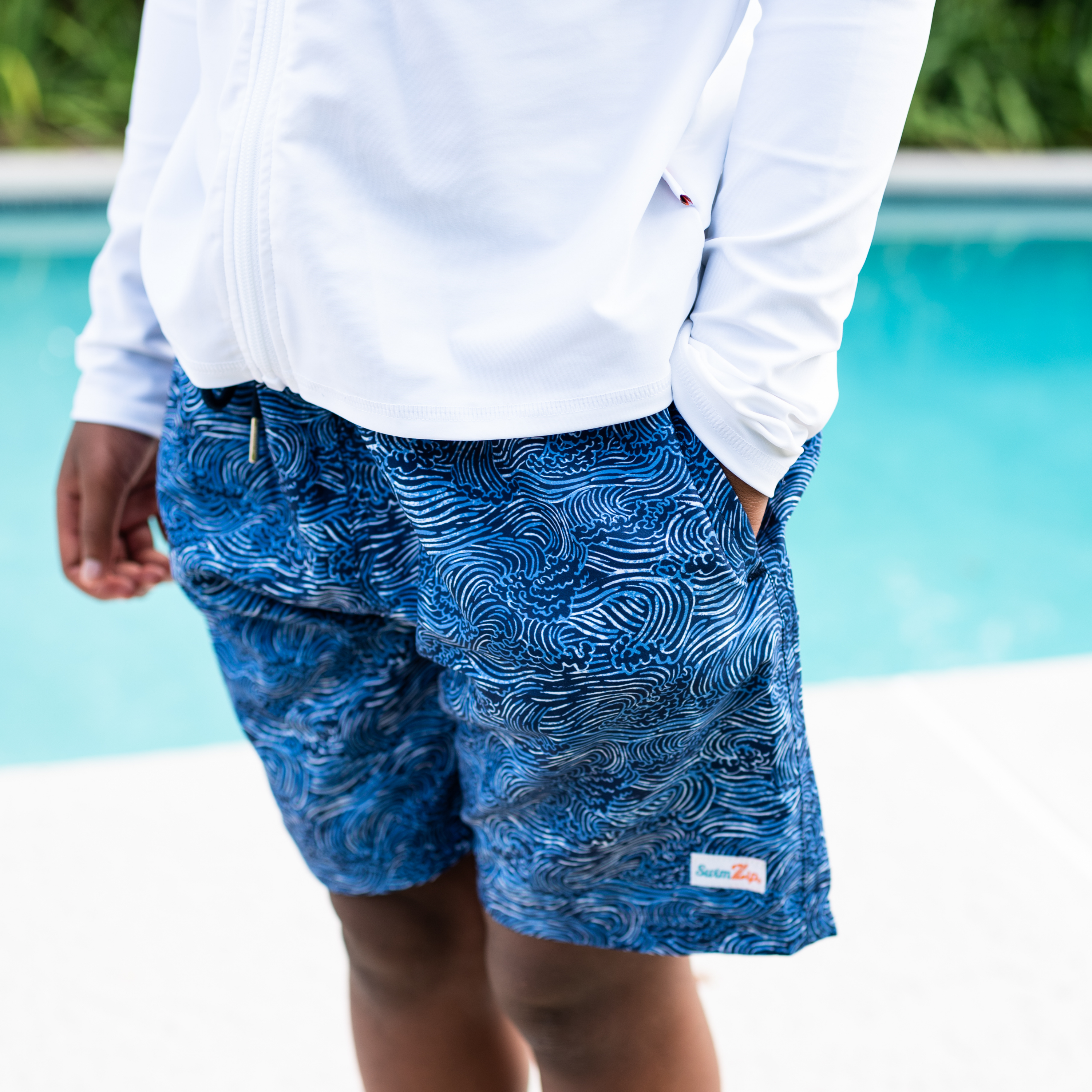 Boys Swim Trunks Boxer Brief Liner (sizes 6-14) | "Ocean Breeze"-SwimZip UPF 50+ Sun Protective Swimwear & UV Zipper Rash Guards-pos7