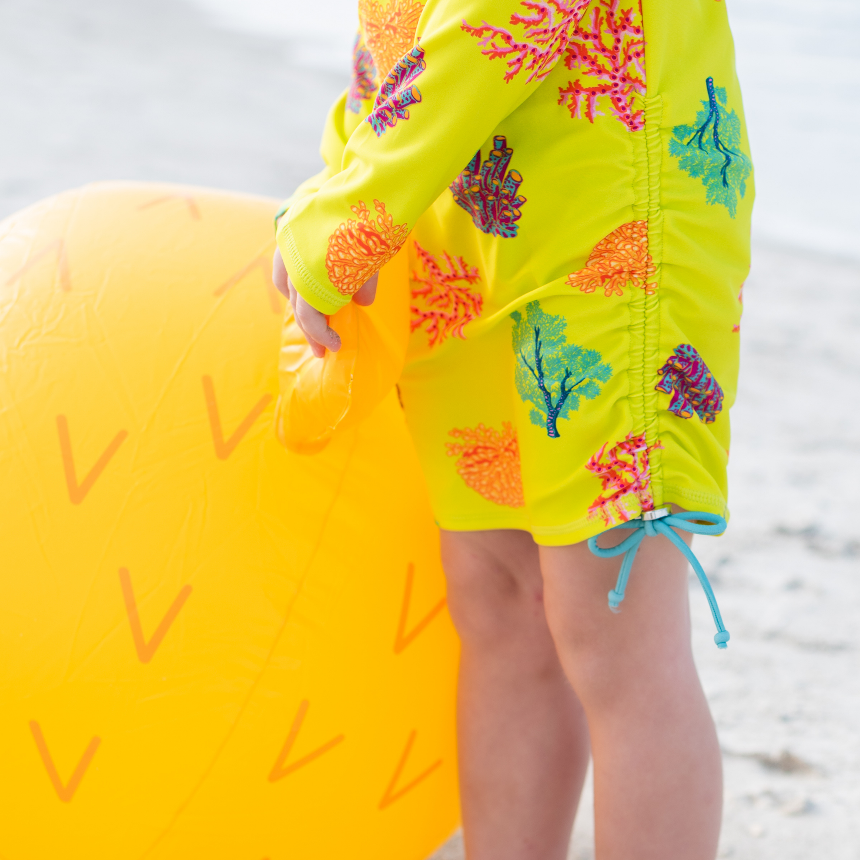 Girls Long Sleeve Swim Dress Cover Up | "Coral"-SwimZip UPF 50+ Sun Protective Swimwear & UV Zipper Rash Guards-pos5