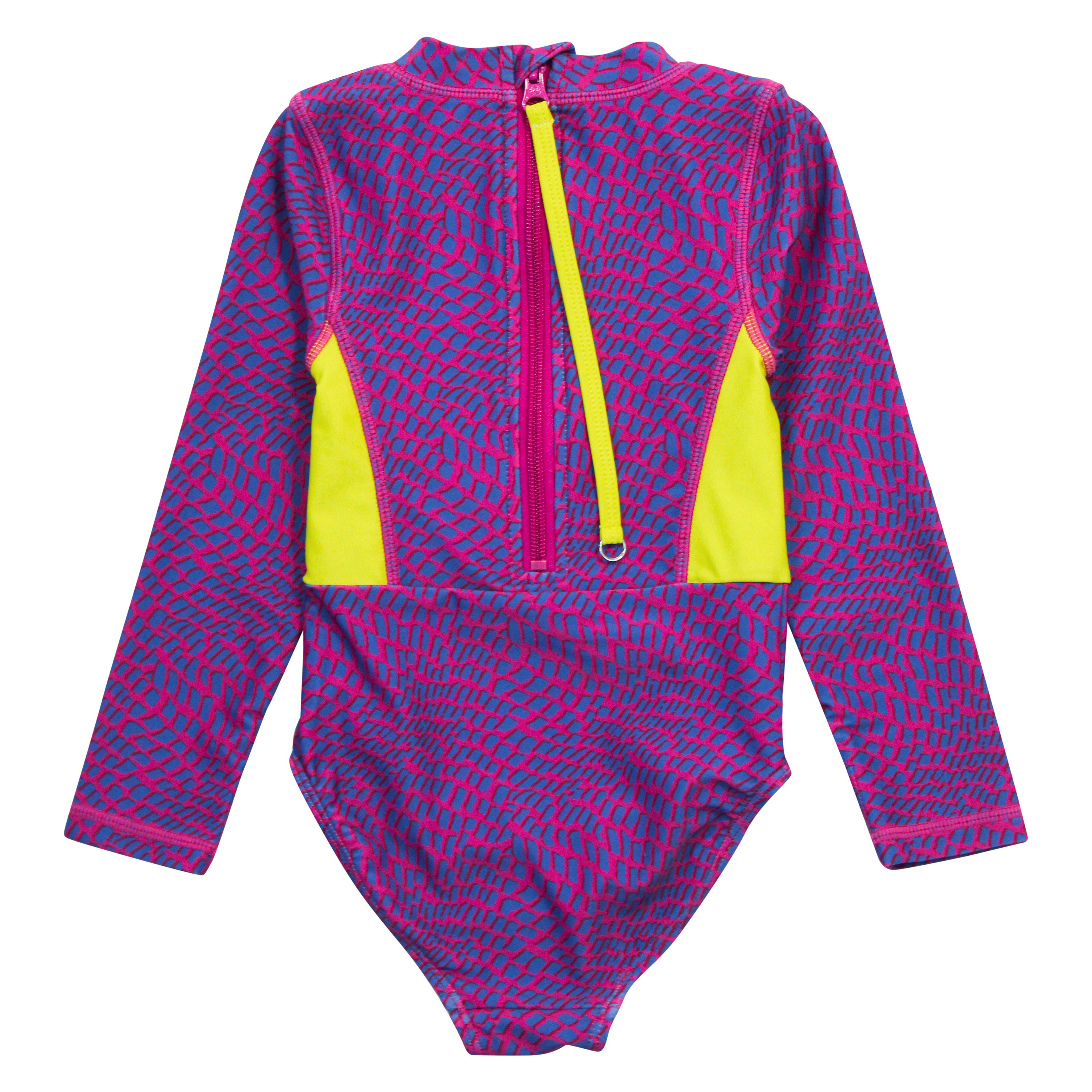 Girls Long Sleeve Surf Suit (One Piece Bodysuit) | "In Disguise"-SwimZip UPF 50+ Sun Protective Swimwear & UV Zipper Rash Guards-pos5