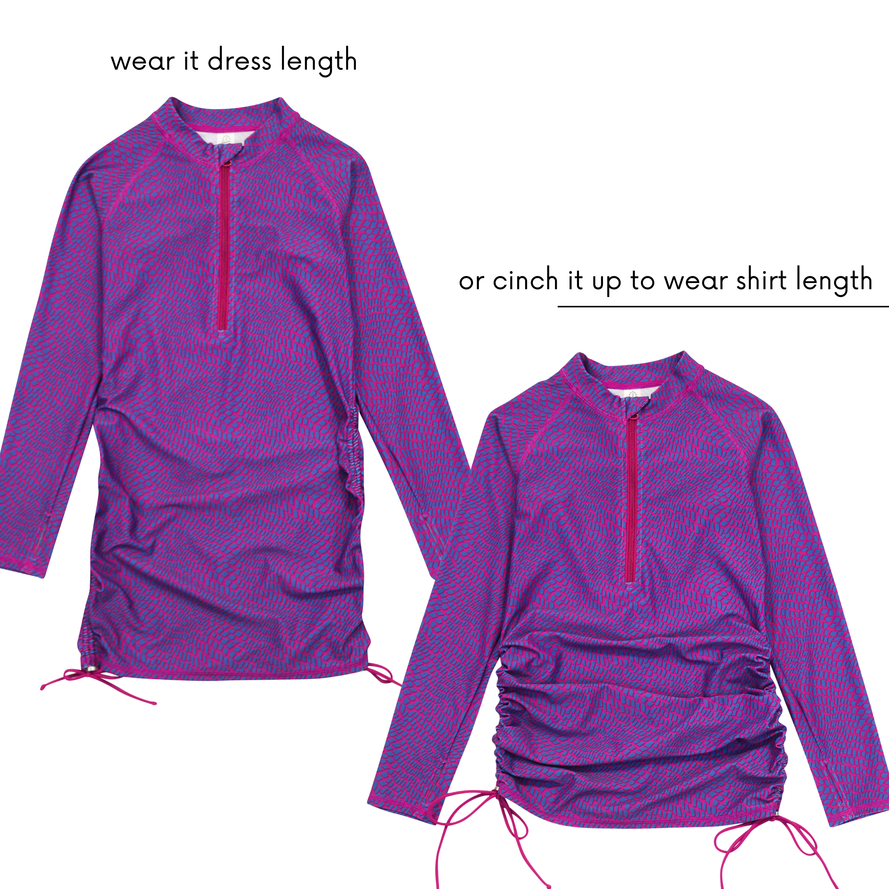 Girls Long Sleeve Swim Dress Cover Up | "In Disguise"-SwimZip UPF 50+ Sun Protective Swimwear & UV Zipper Rash Guards-pos6