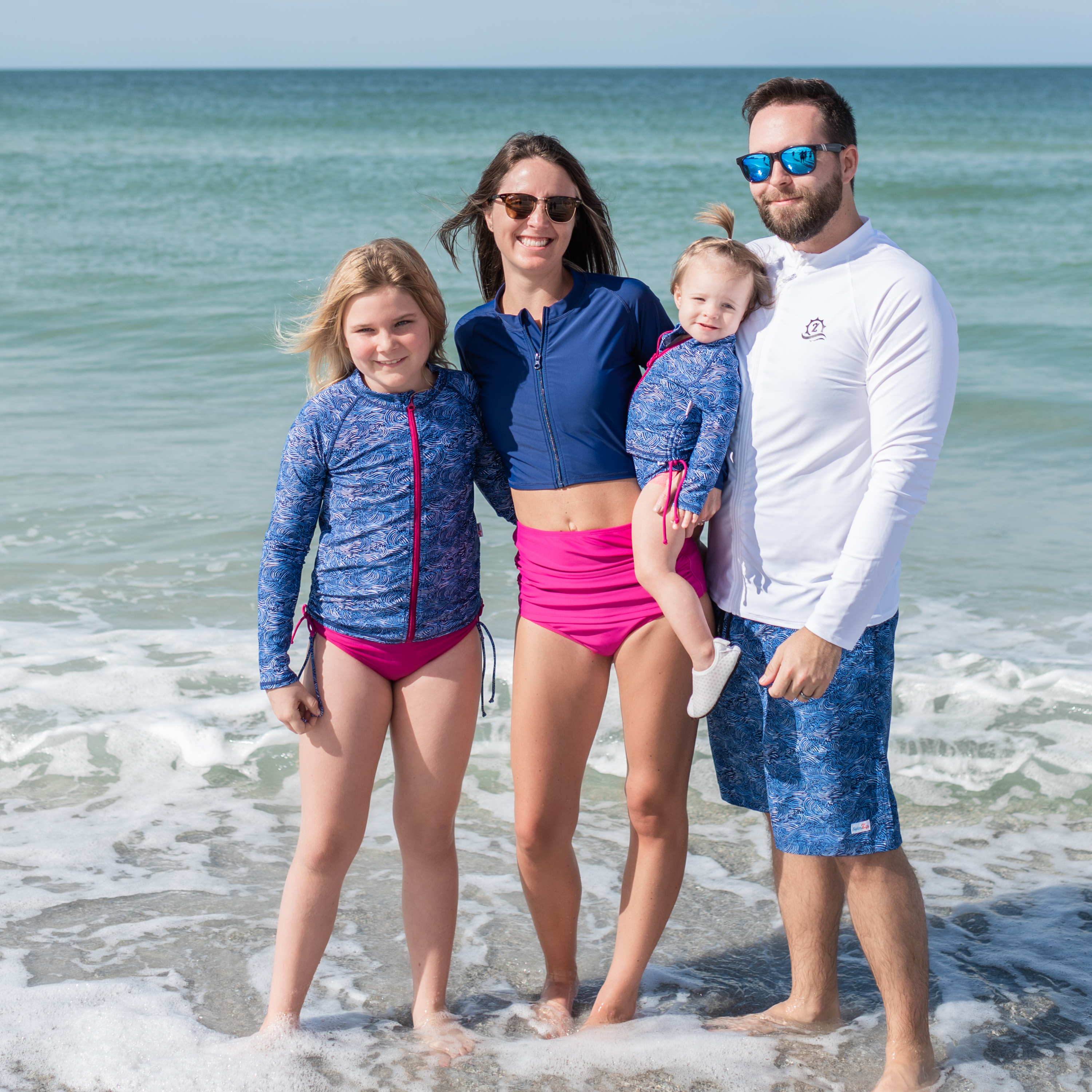 Girls Long Sleeve Rash Guard + Tankini Bikini Set (3 Piece) | "Ocean Breeze"-SwimZip UPF 50+ Sun Protective Swimwear & UV Zipper Rash Guards-pos6