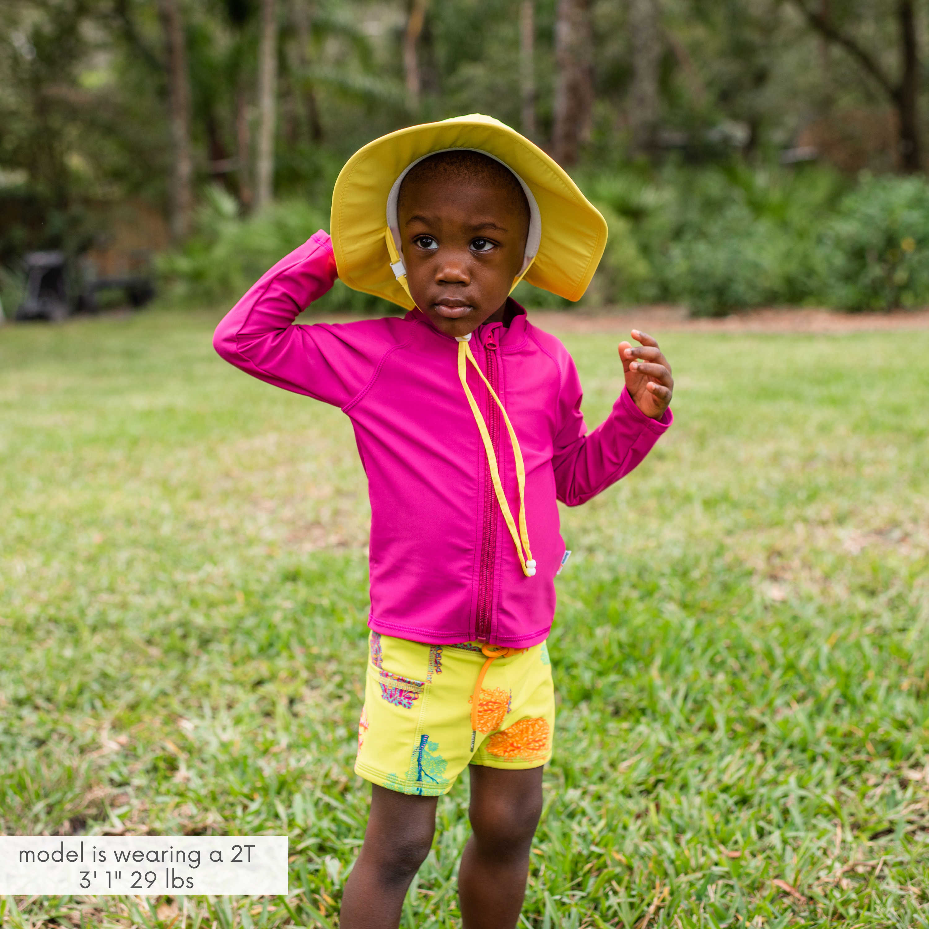 Kids Euro Swim Shorties | "Coral"-SwimZip UPF 50+ Sun Protective Swimwear & UV Zipper Rash Guards-pos2