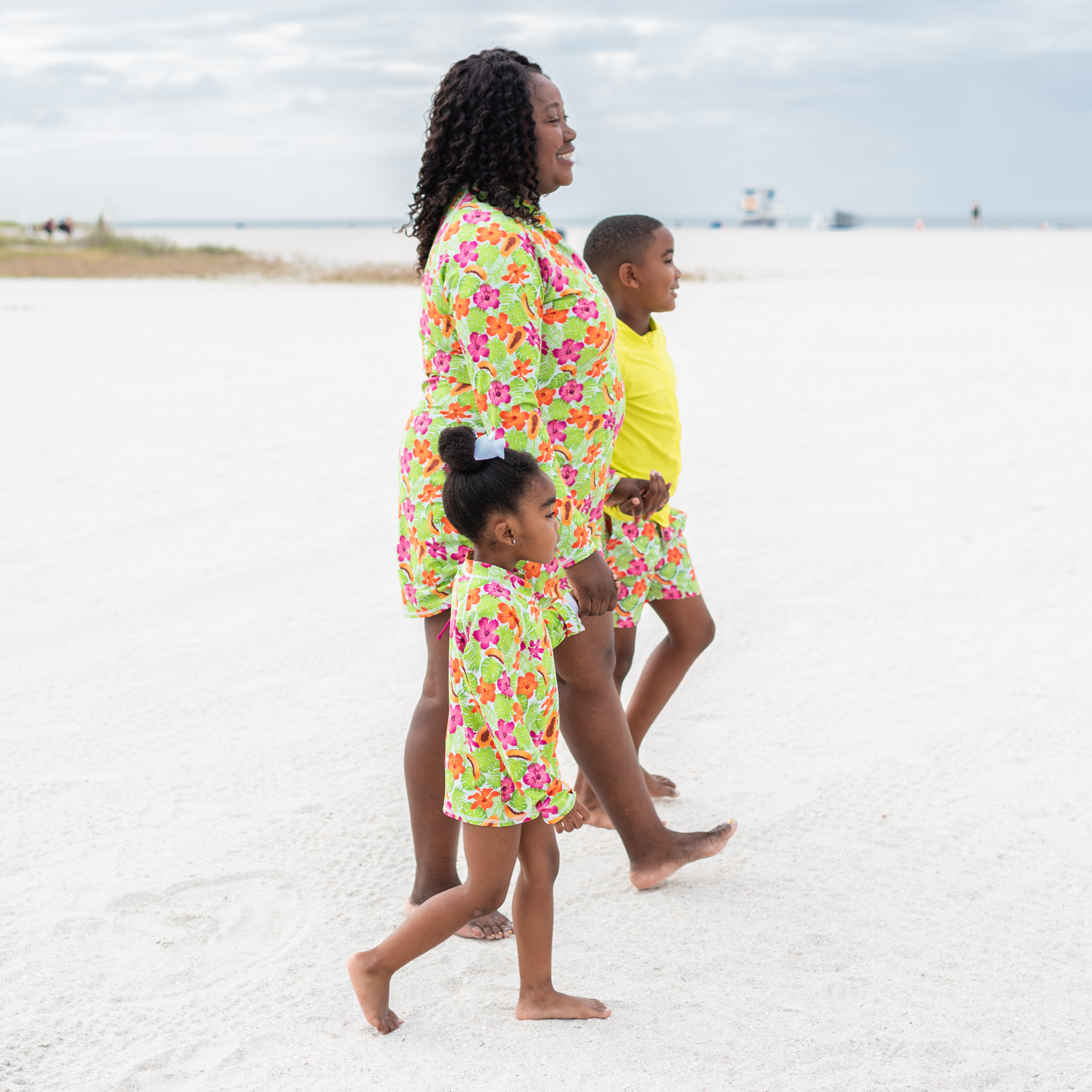 Kids UPF 50+ Long Sleeve Zipper Rash Guard Swim Shirt | "Hibiscus"-SwimZip UPF 50+ Sun Protective Swimwear & UV Zipper Rash Guards-pos6