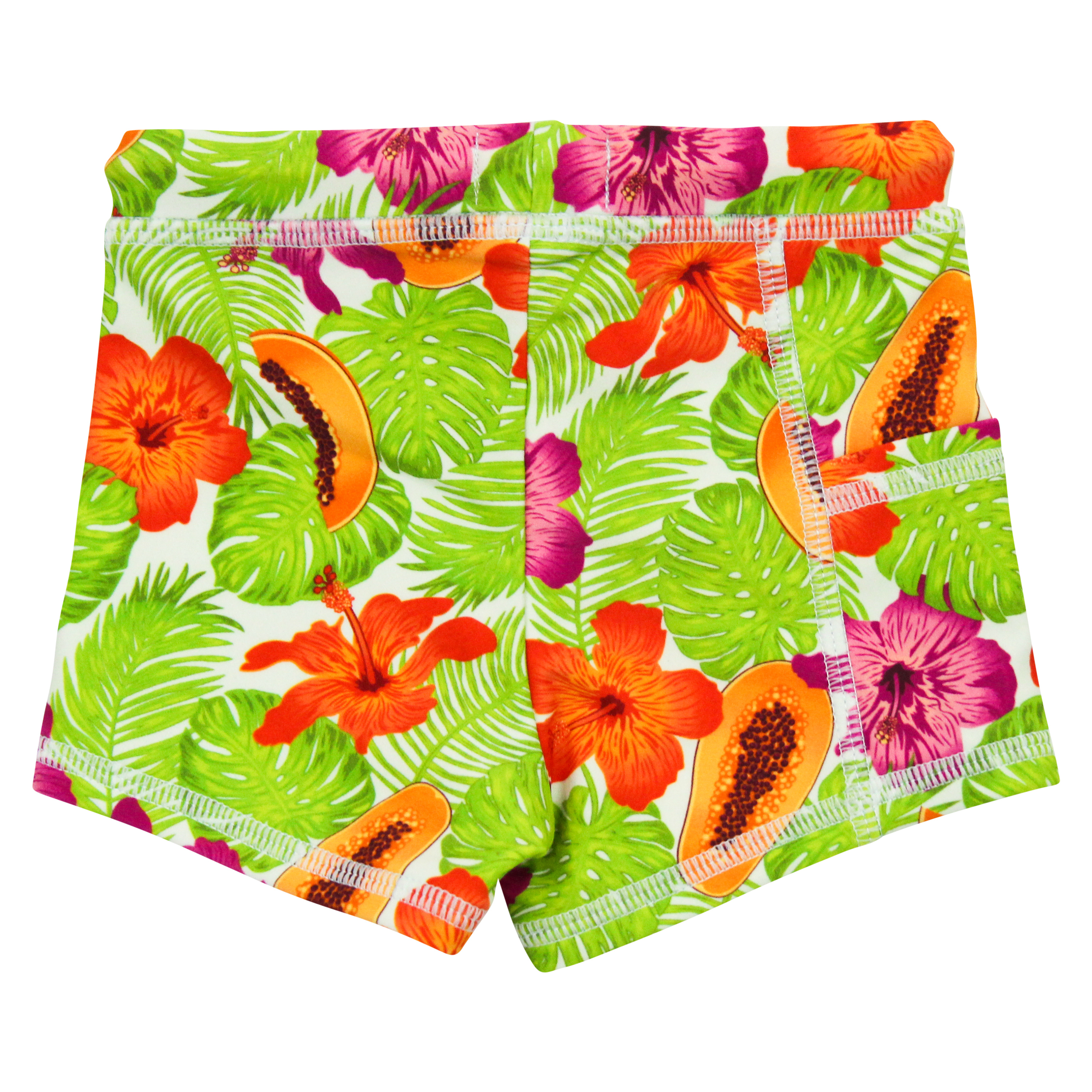 Kids Euro Swim Shorties | "Hibiscus"-SwimZip UPF 50+ Sun Protective Swimwear & UV Zipper Rash Guards-pos6