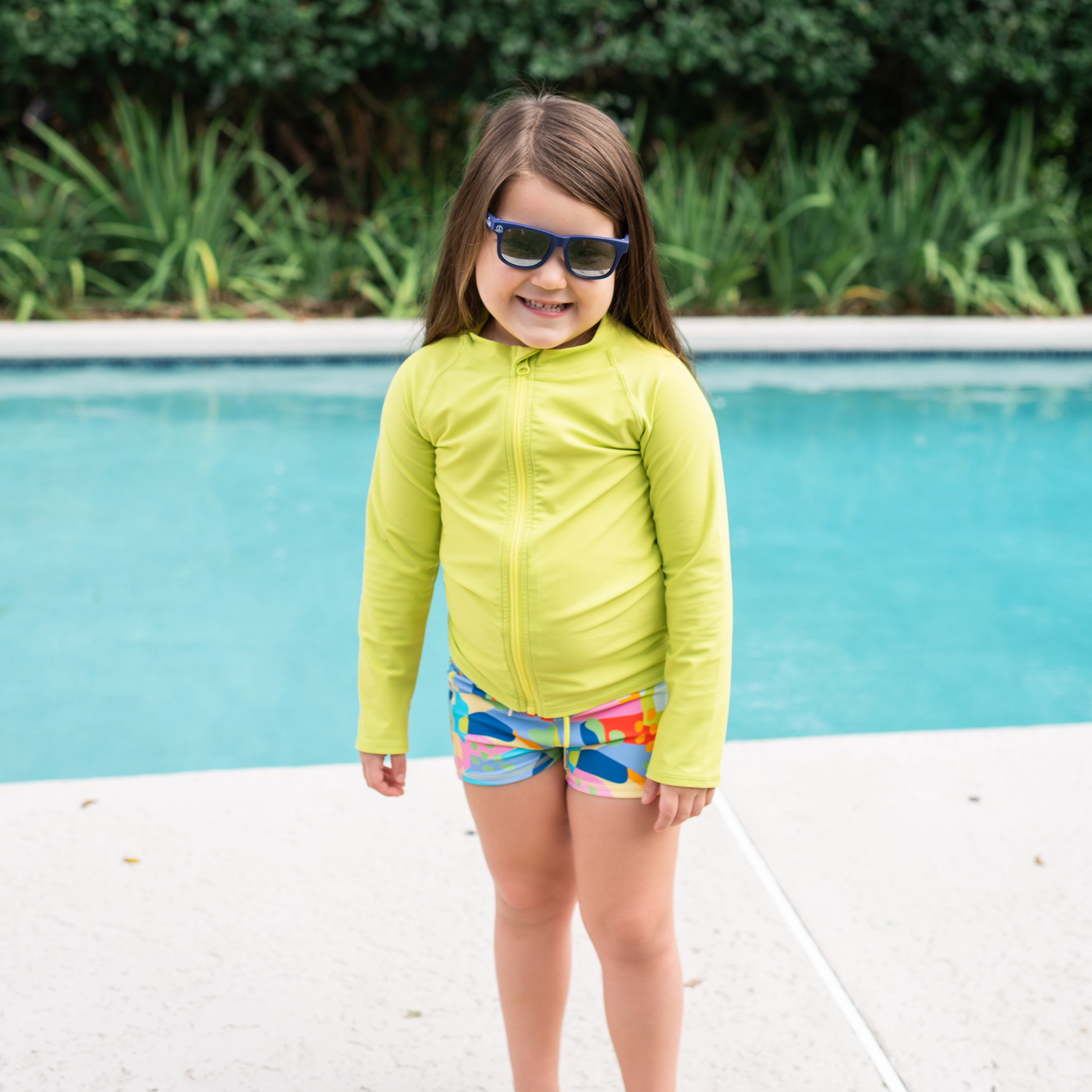 Kids Euro Swim Shorties | "Joyful"-SwimZip UPF 50+ Sun Protective Swimwear & UV Zipper Rash Guards-pos2
