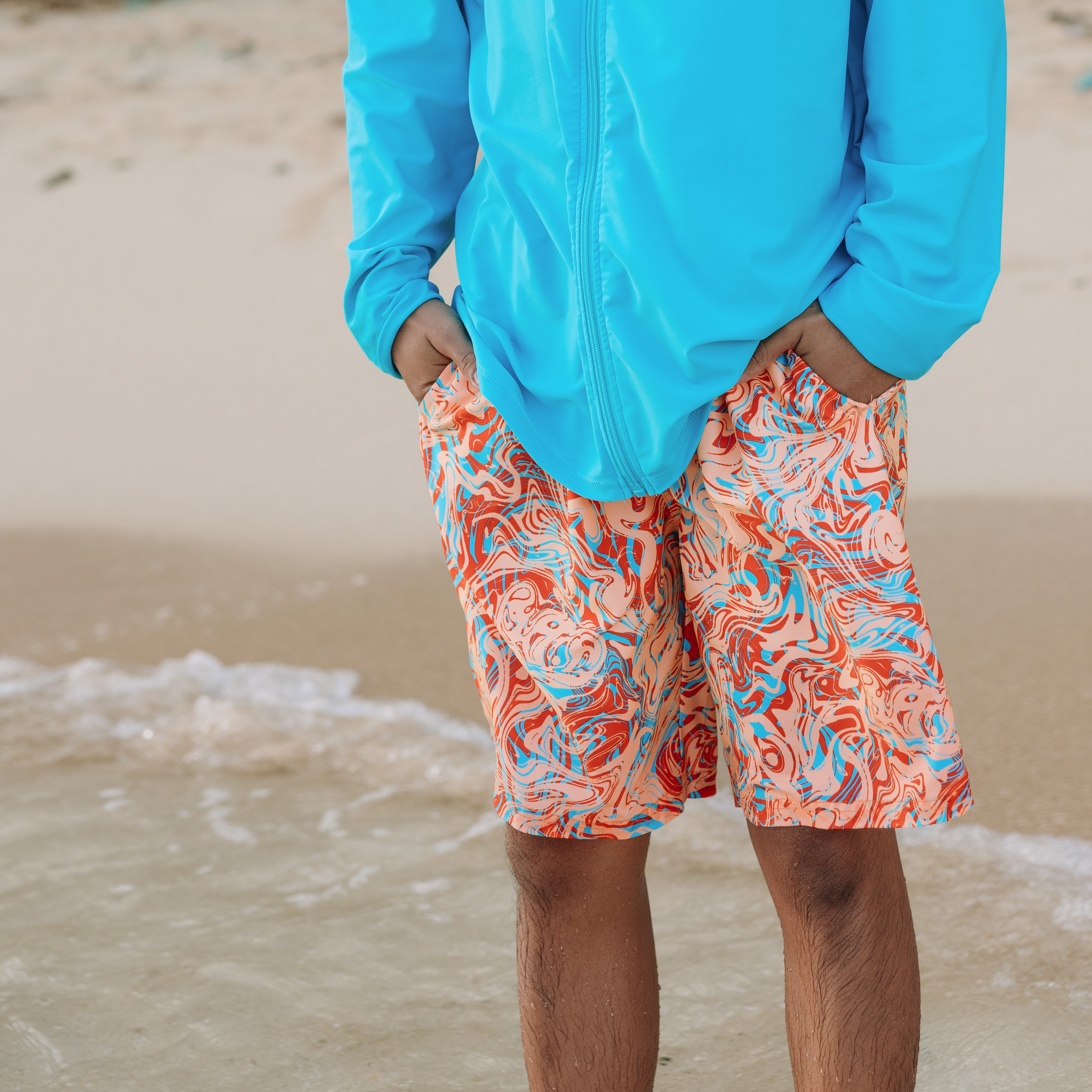 Men's 8" Swim Trunks Boxer Brief Liner | "Swirl"-SwimZip UPF 50+ Sun Protective Swimwear & UV Zipper Rash Guards-pos3