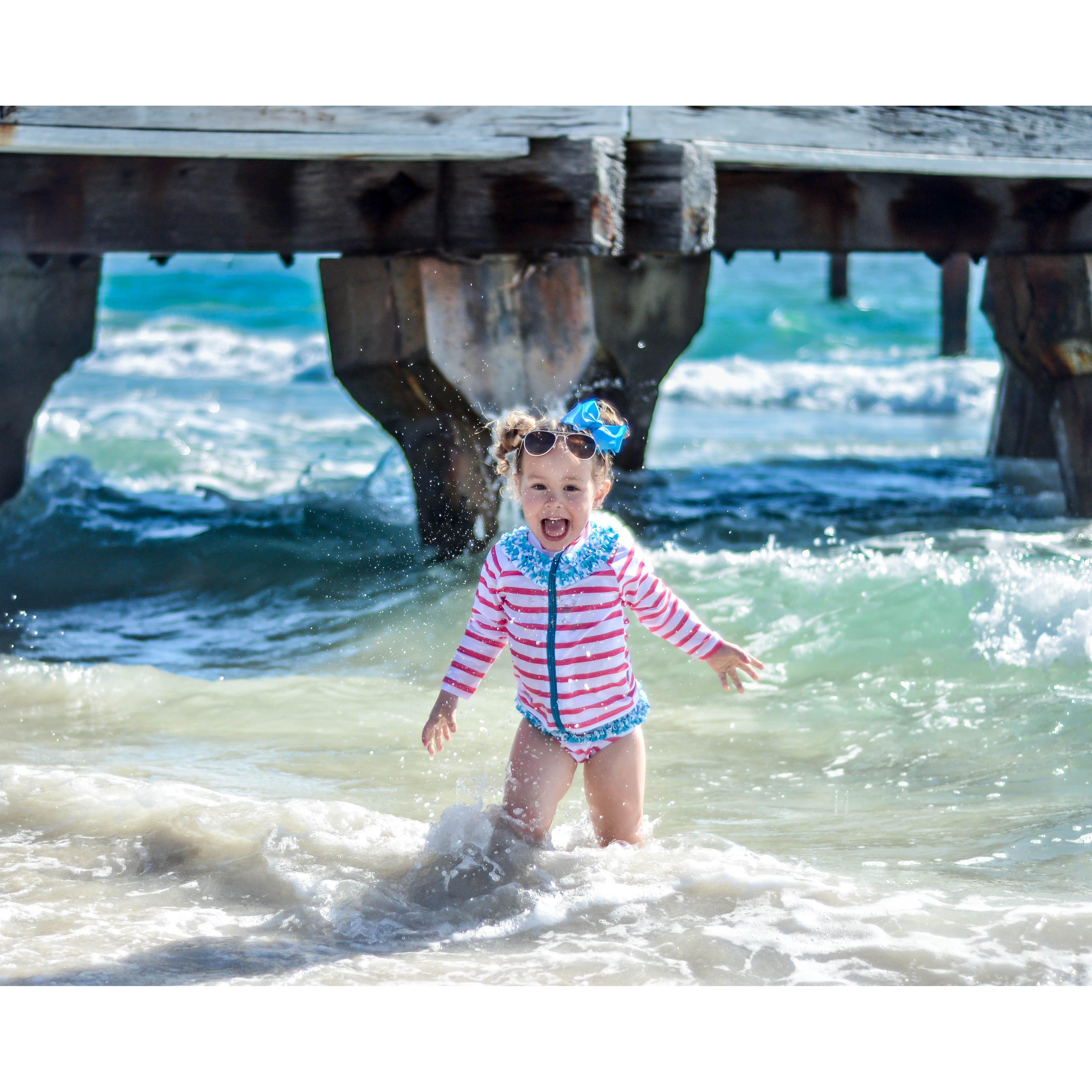 Girls Long Sleeve Rash Guard Ruffle Swimsuit Set (2 Piece) - "Splish Splash"-SwimZip UPF 50+ Sun Protective Swimwear & UV Zipper Rash Guards-pos3