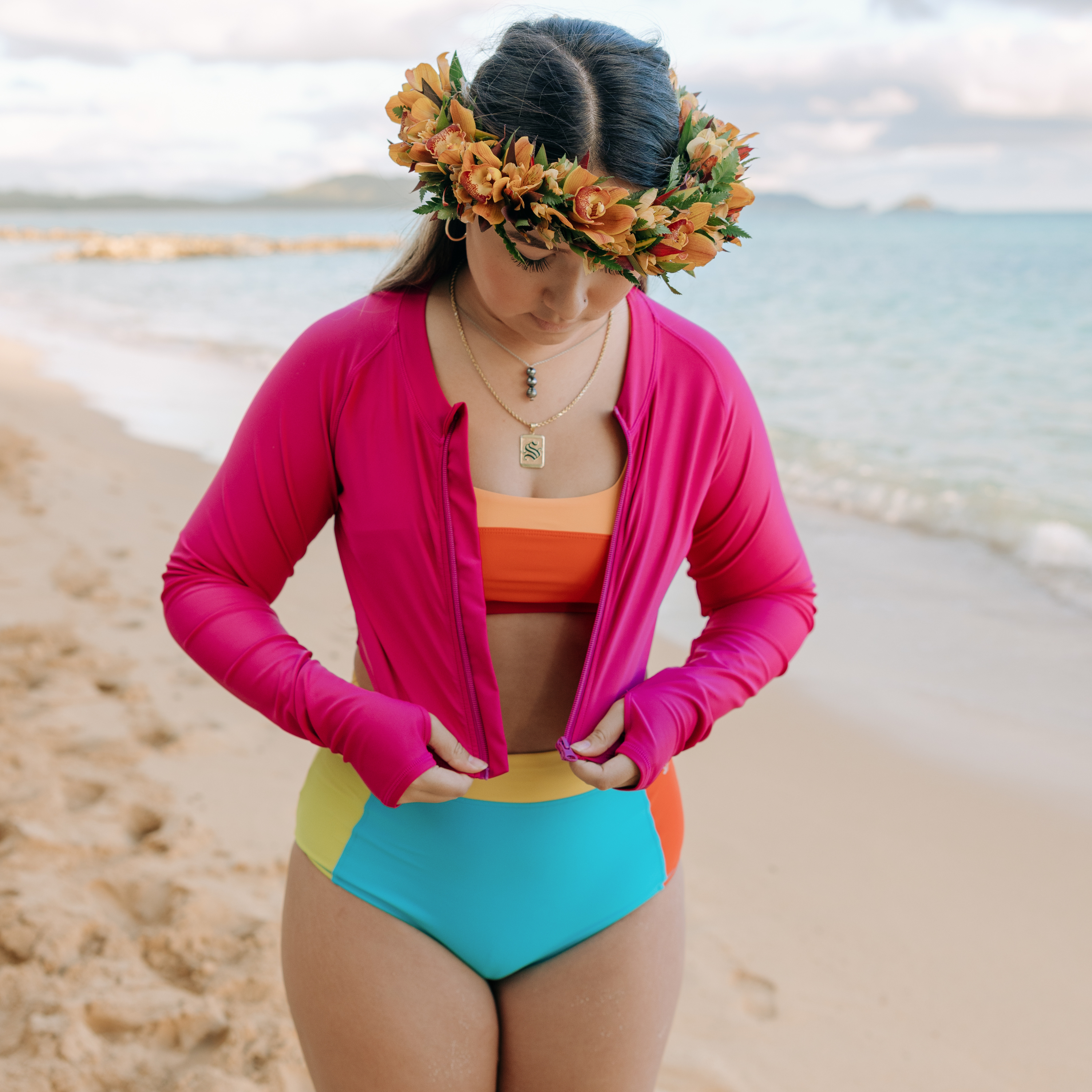 Women's High Waist Bikini Bottoms | "Color Pop"-SwimZip UPF 50+ Sun Protective Swimwear & UV Zipper Rash Guards-pos7