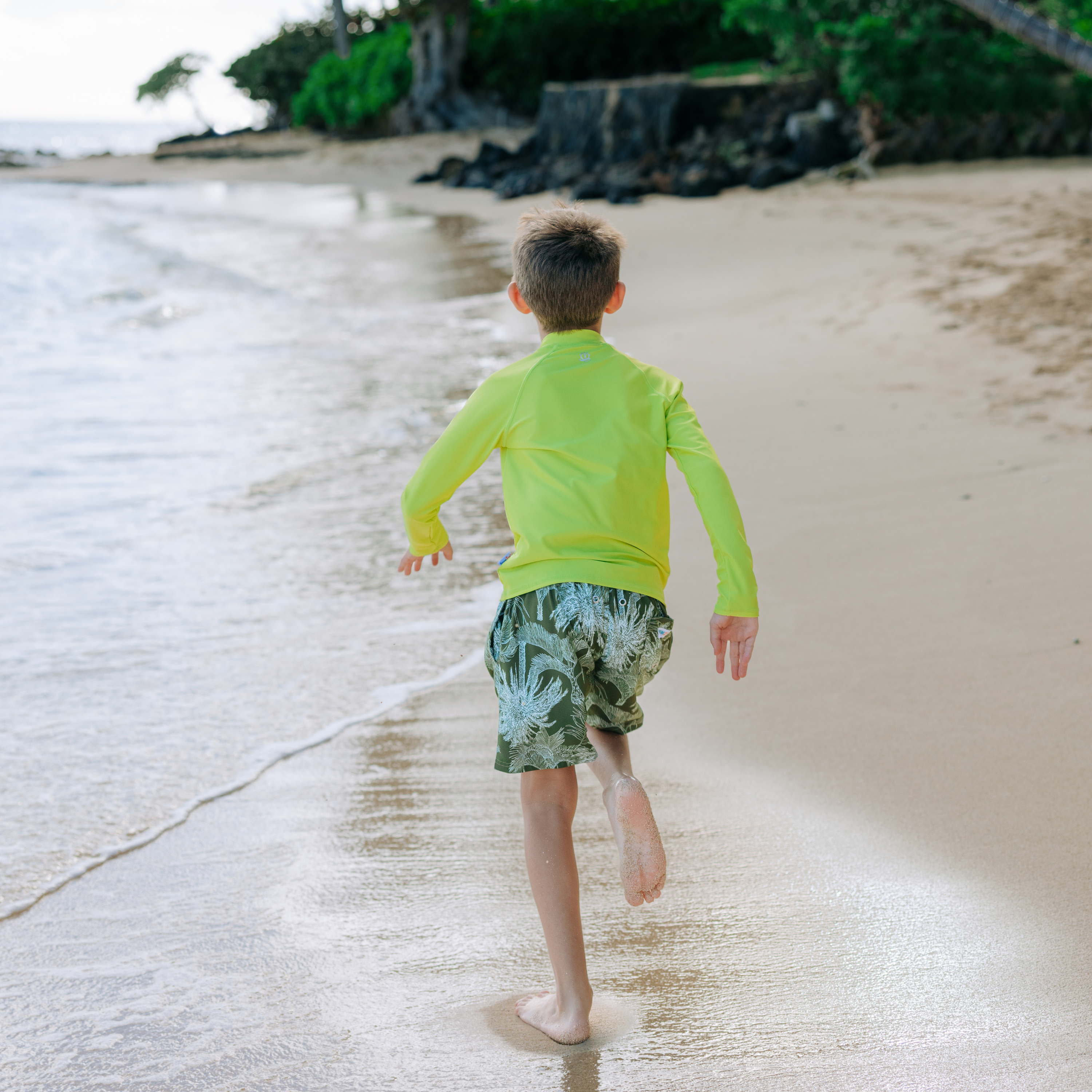 Boys Swim Trunks Boxer Brief Liner (sizes 6-14) | “Hawaiian Rainforest"-SwimZip UPF 50+ Sun Protective Swimwear & UV Zipper Rash Guards-pos7