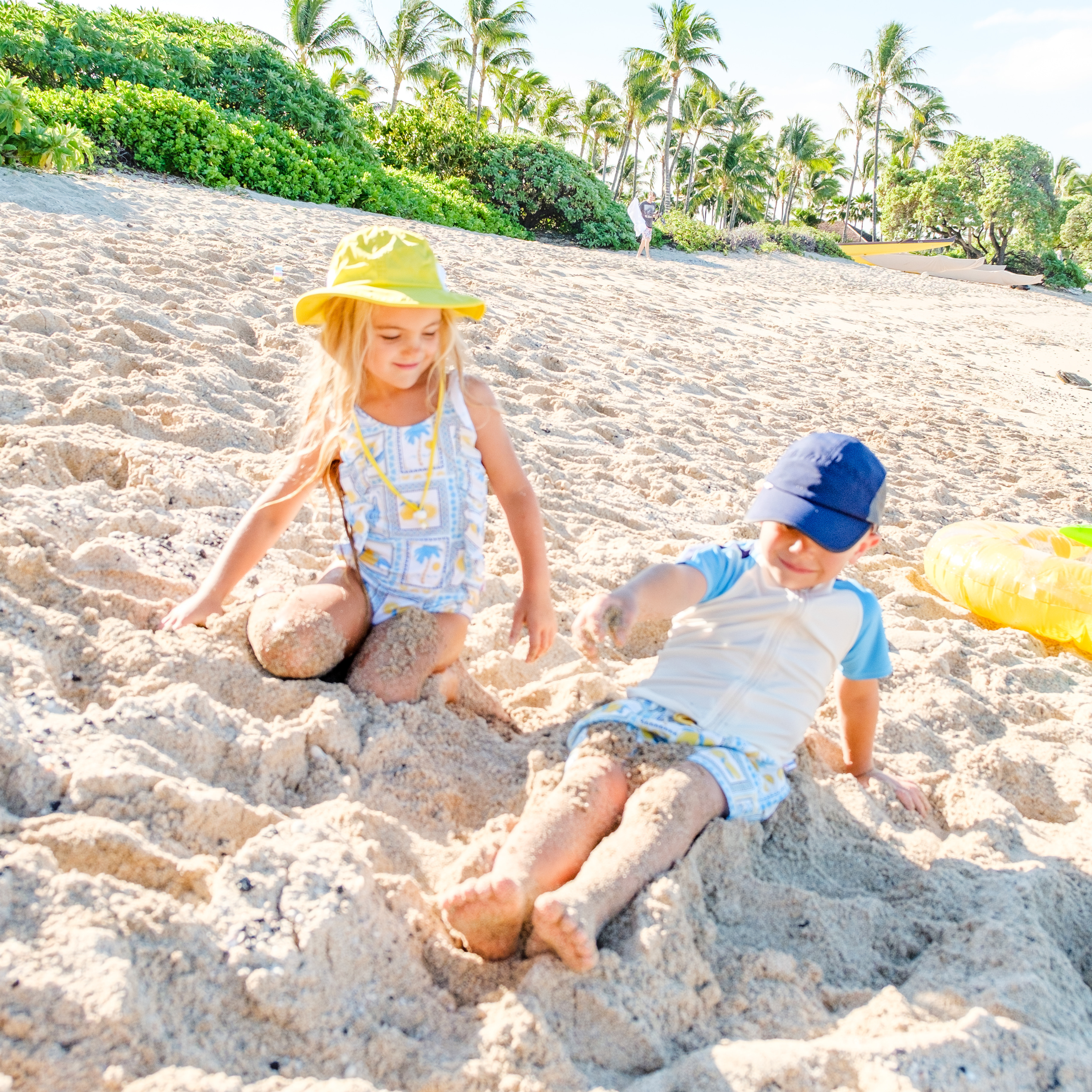 Girls Ruffle One-Piece Swimsuit | "Too Sweet" Mediterranean Lemons-SwimZip UPF 50+ Sun Protective Swimwear & UV Zipper Rash Guards-pos7