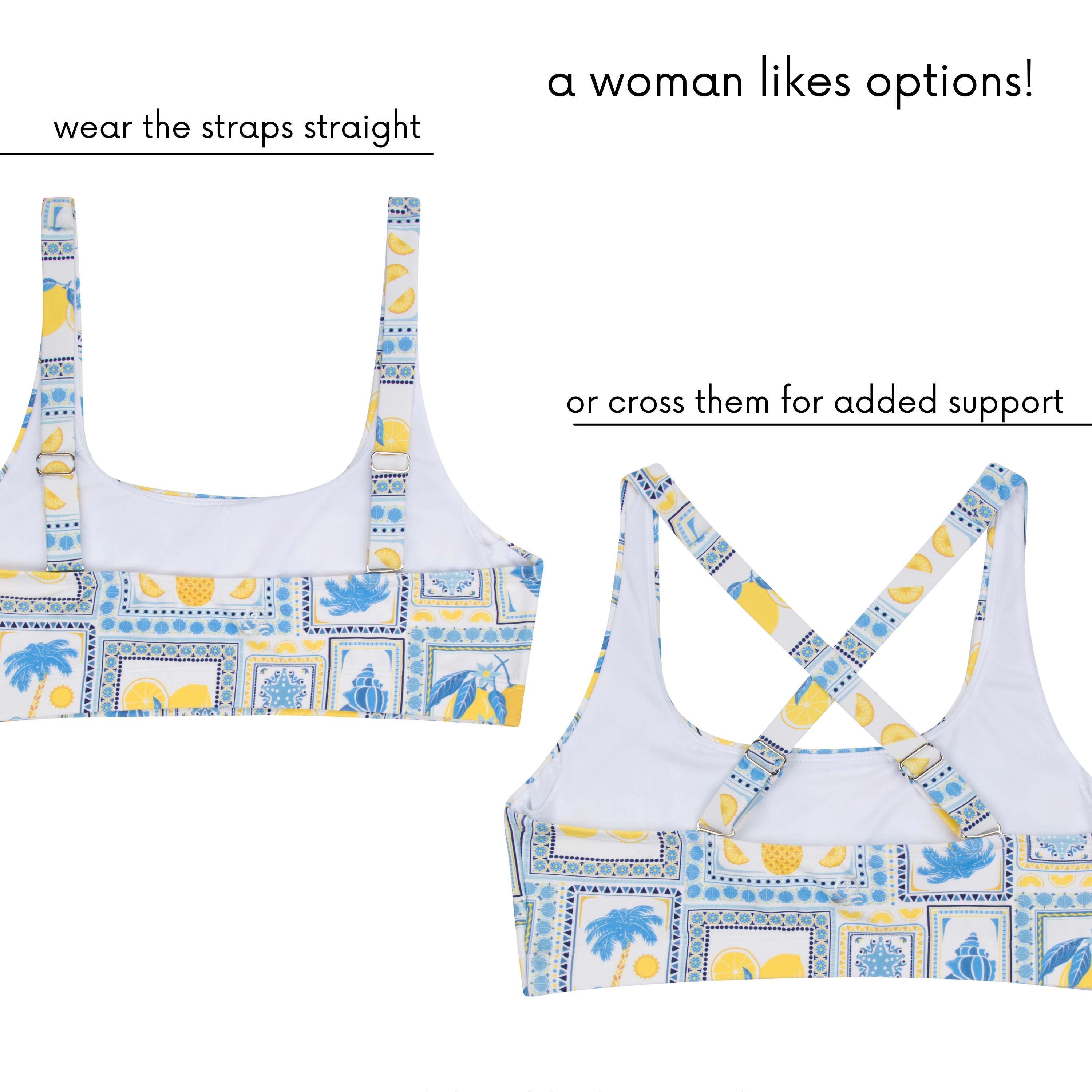 Women's Scoop Neck Bikini Top | "Mediterranean Lemons"-SwimZip UPF 50+ Sun Protective Swimwear & UV Zipper Rash Guards-pos6