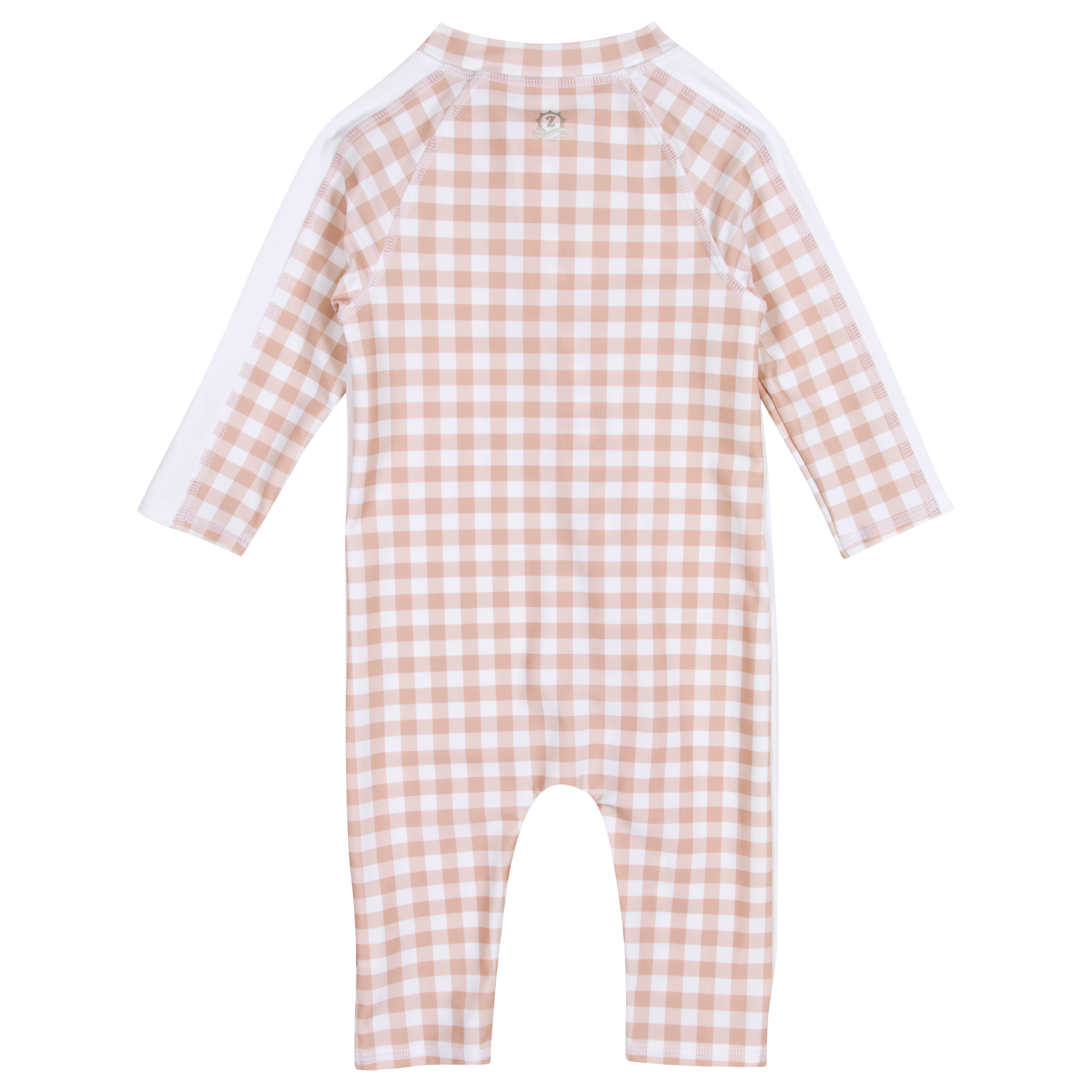 Sunsuit - Long Sleeve Romper Swimsuit | "Pink Gingham"-SwimZip UPF 50+ Sun Protective Swimwear & UV Zipper Rash Guards-pos7