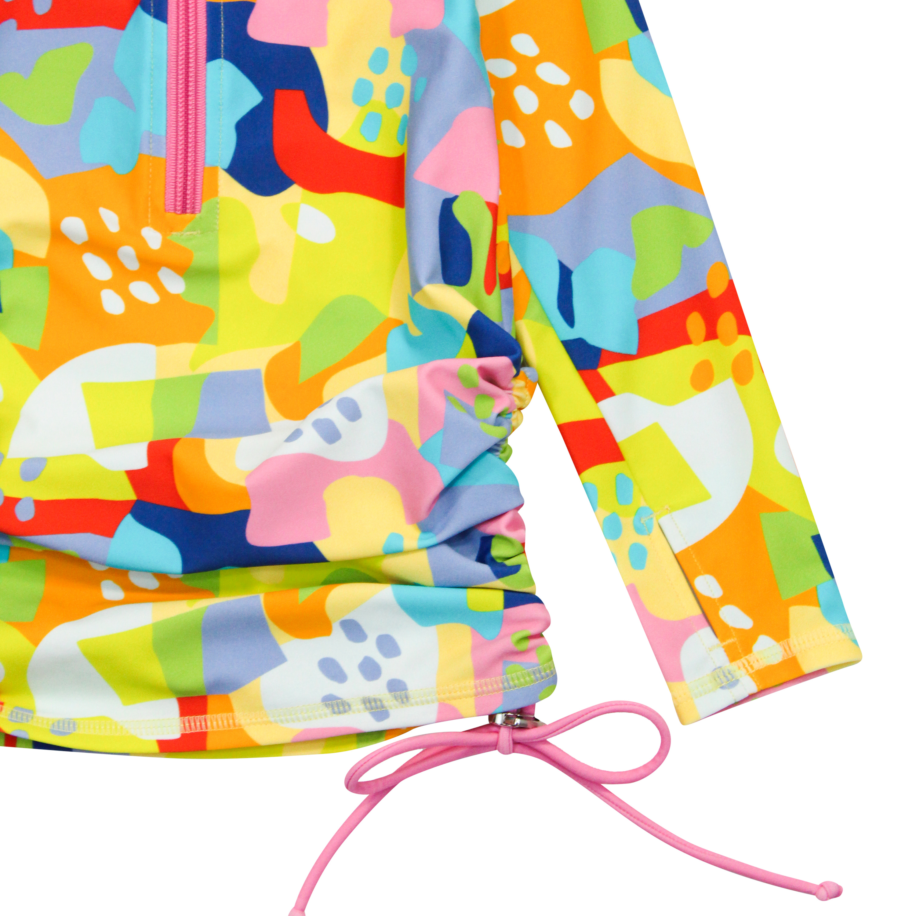 Girls Long Sleeve Swim Dress Cover Up | "Joyful"-SwimZip UPF 50+ Sun Protective Swimwear & UV Zipper Rash Guards-pos7